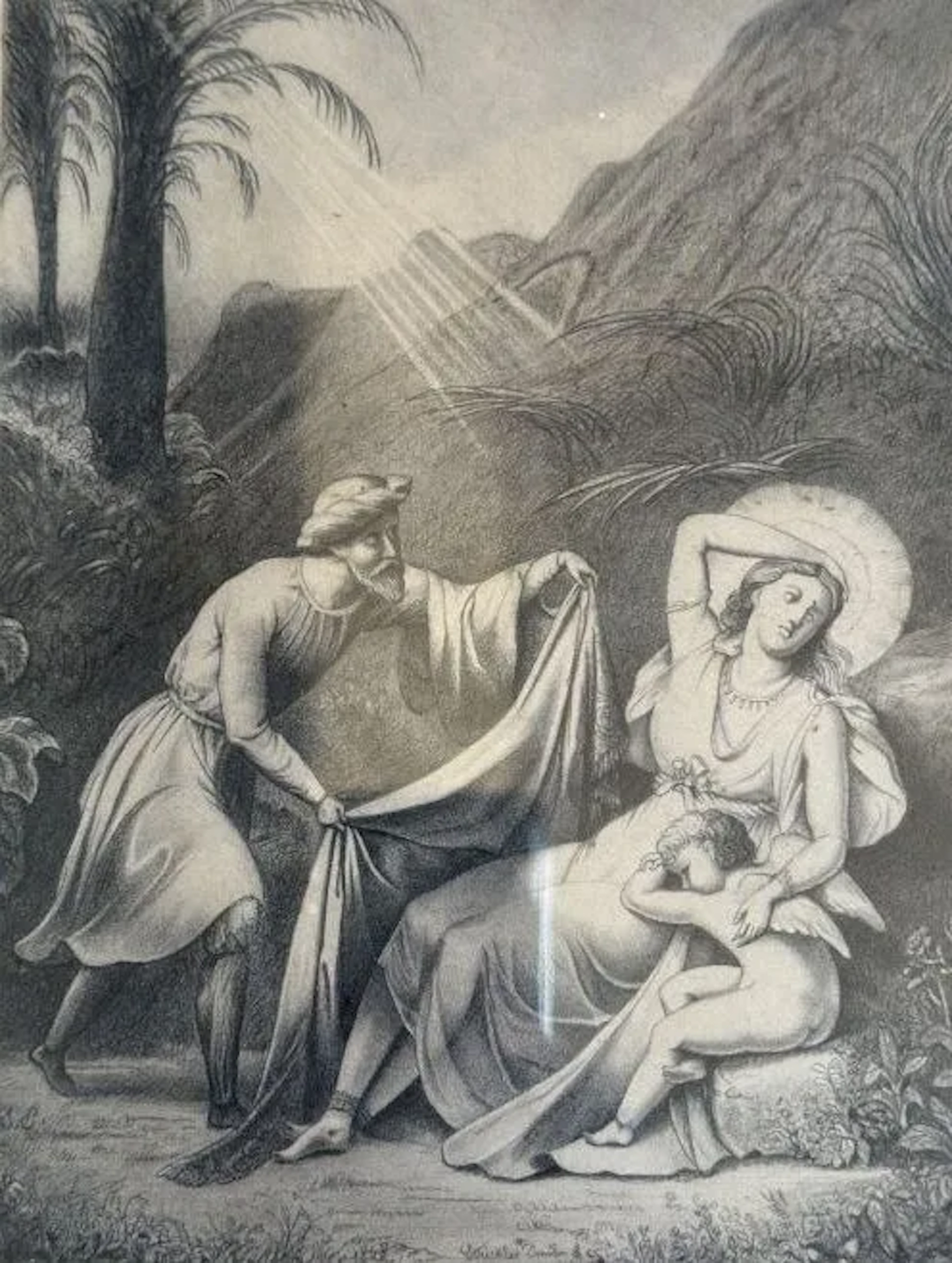 Émile STRICKLER (circa 1850). LACHHMI. Charcoal or graphite drawing.