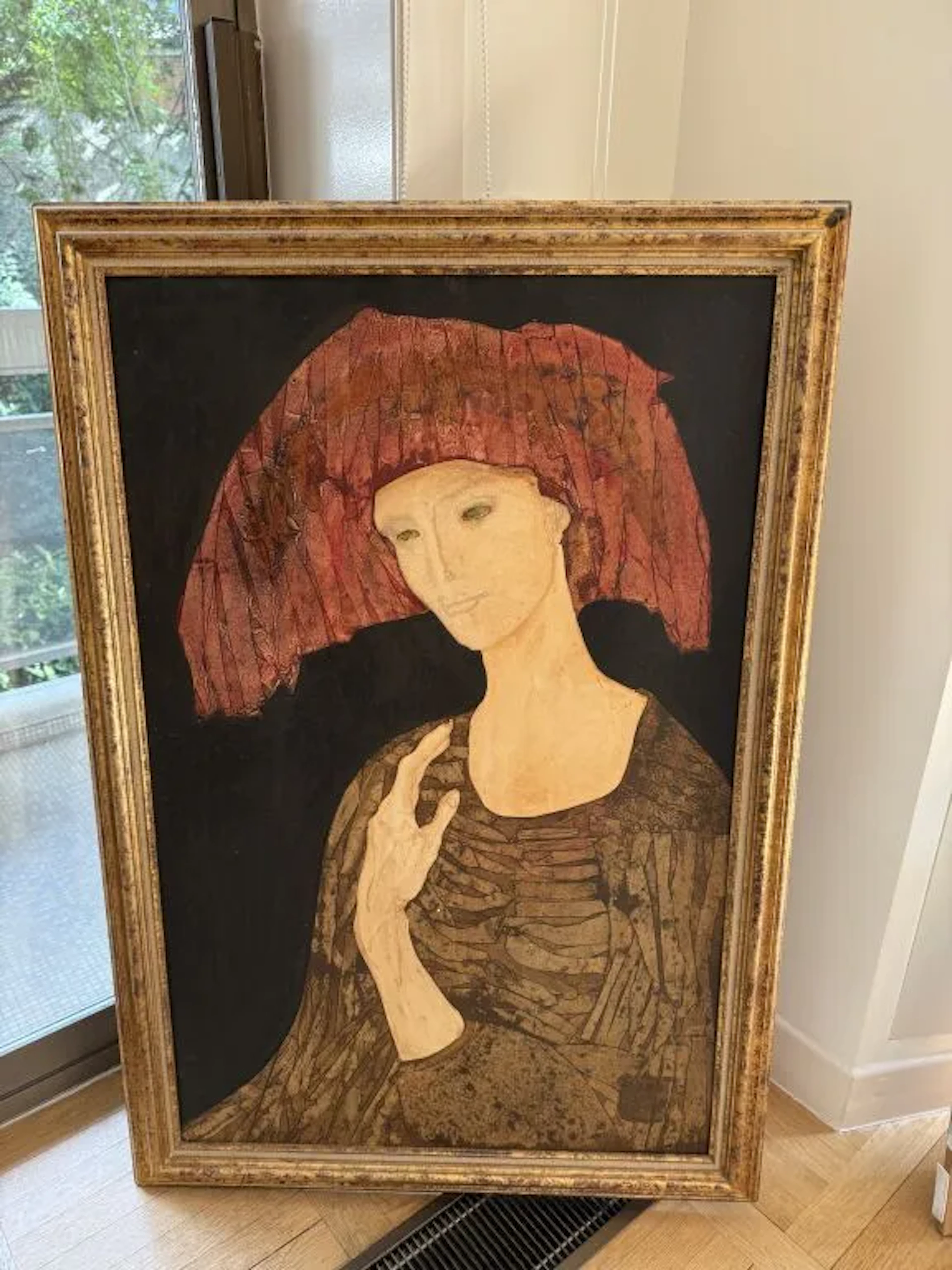 MODERN SCHOOL Woman with a Hat. Oil on canvas. 100 x 65 cm. Items