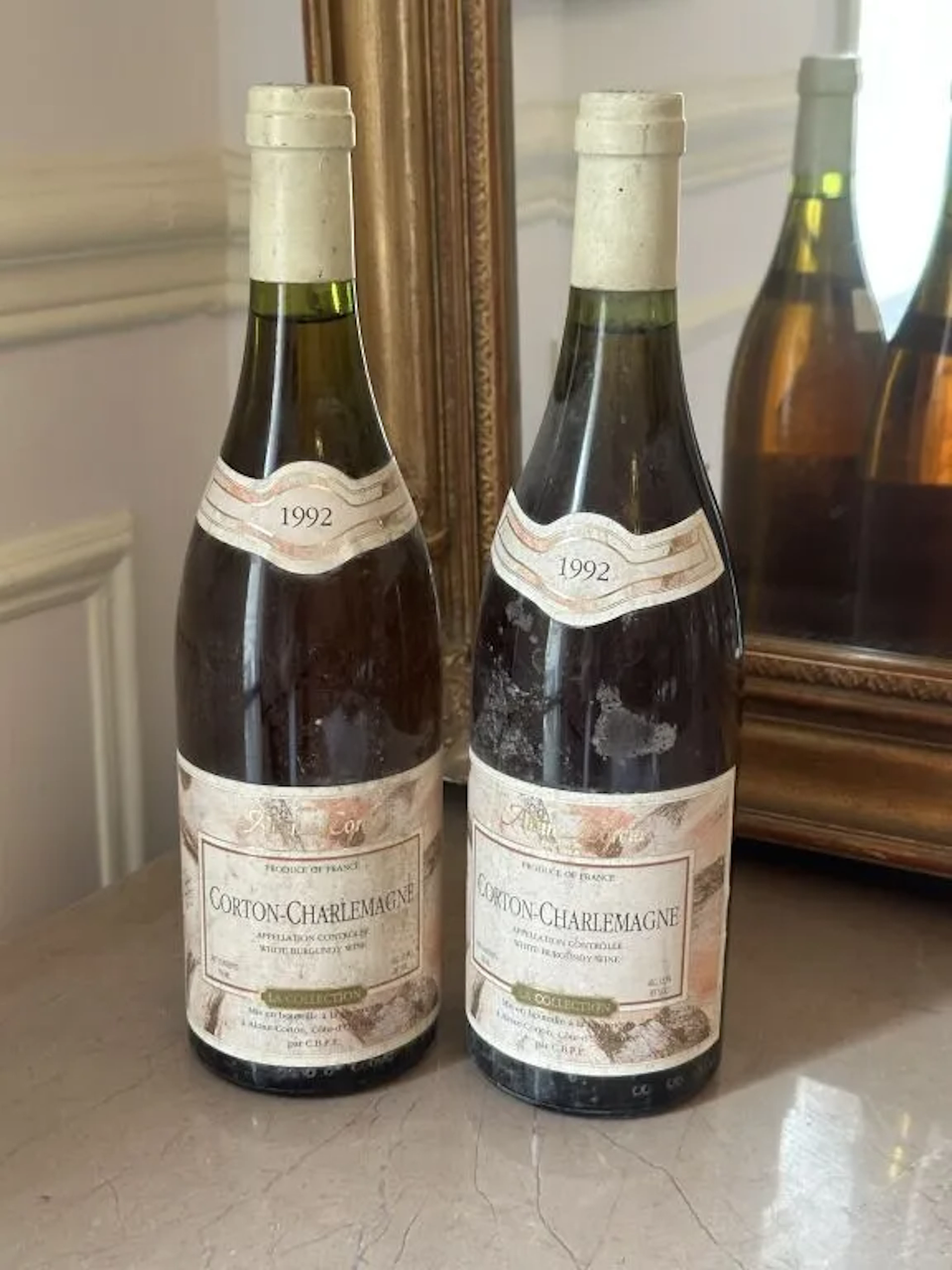 CORTON-CHARLEMAGNE 1992 - Alain Corcia. The "Stained Labels" Collection.