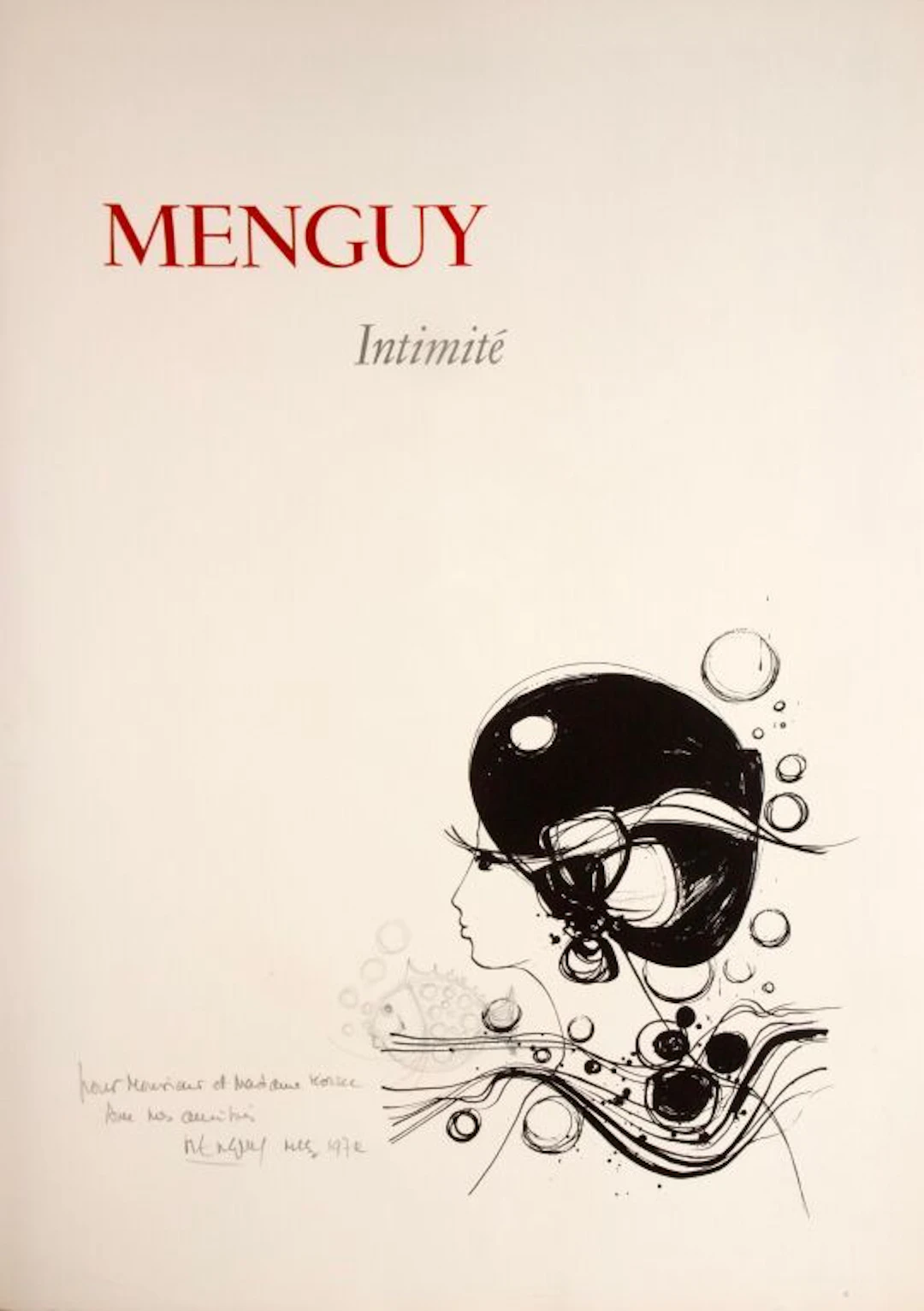 Frédéric MENGUY (1927‒2007). Intimacy. Color lithograph on Japanese