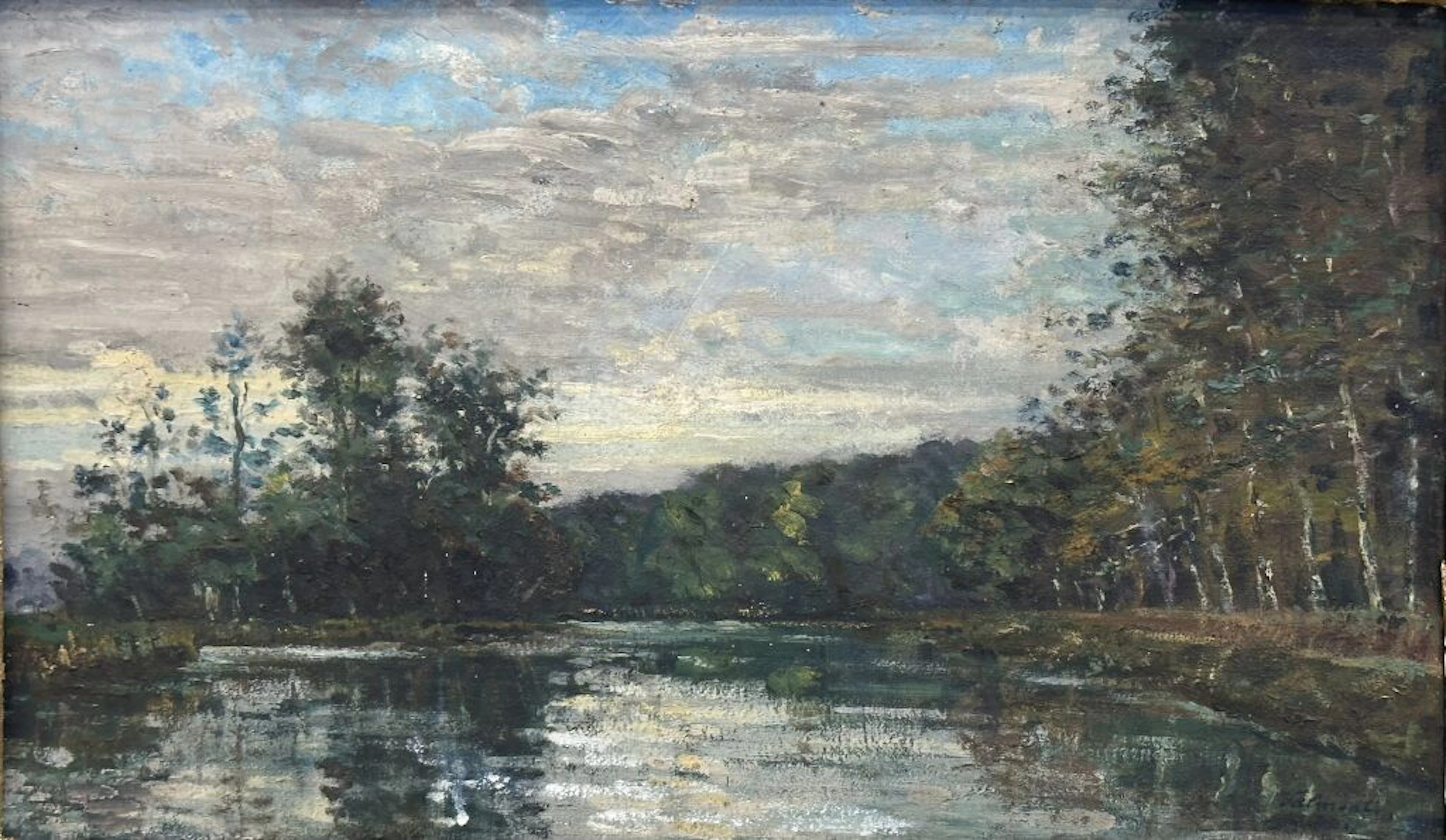 French School, circa 1900. Valmont - Le Vivier. Oil on canvas. Signed