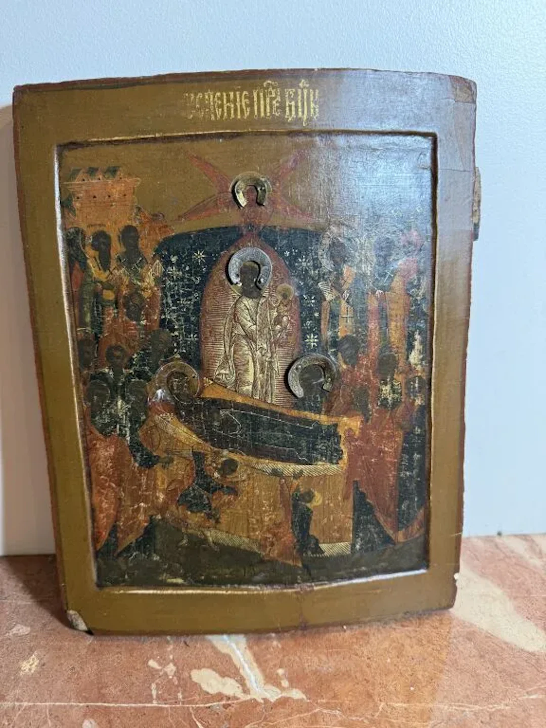19th-century Russian school. The Dormition of the Virgin. Wood panel
