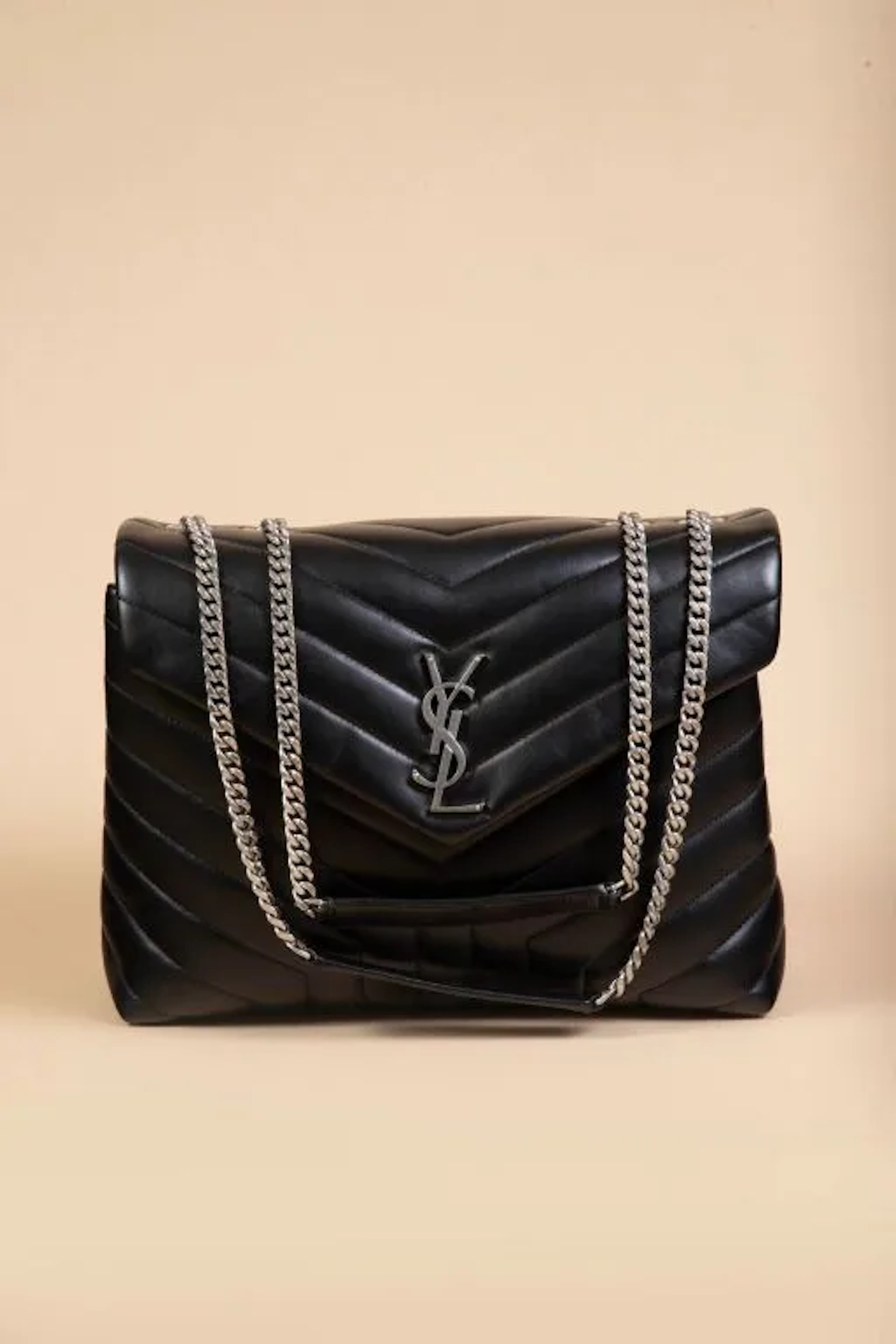 SAINT LAURENT Paris. Large Loulou bag, made of black Taurus leather