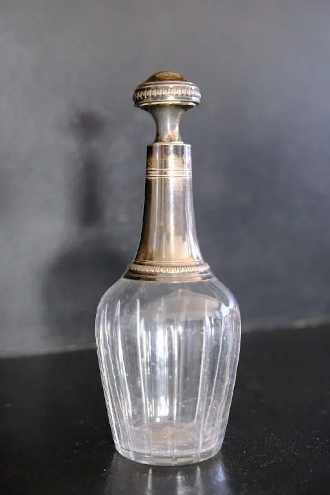 Small decanter for liqueur or brandy, made of cut crystal, with a