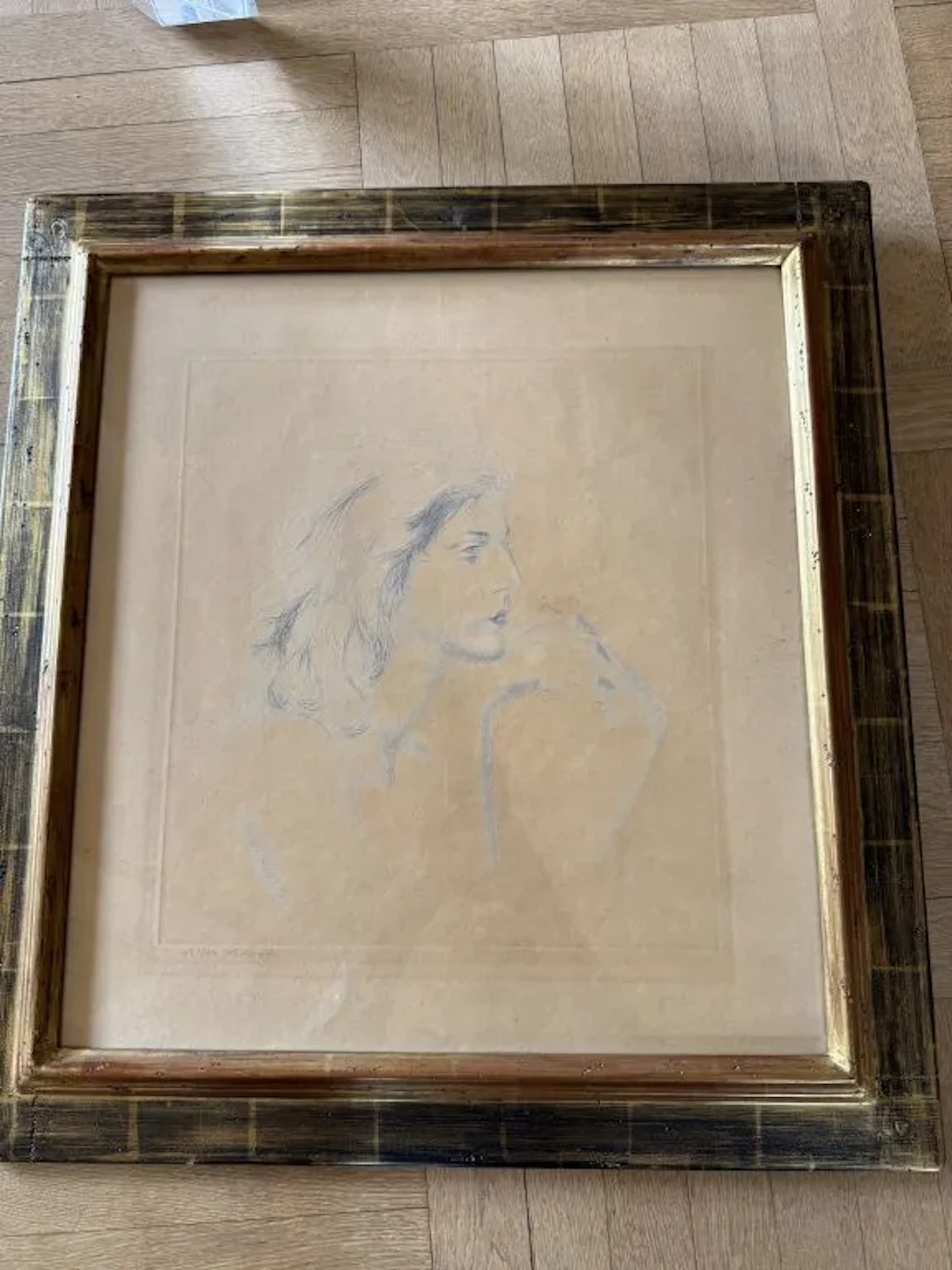 Tsugouharu FOUJITA (1886–1968). Bust of a young woman in profile.