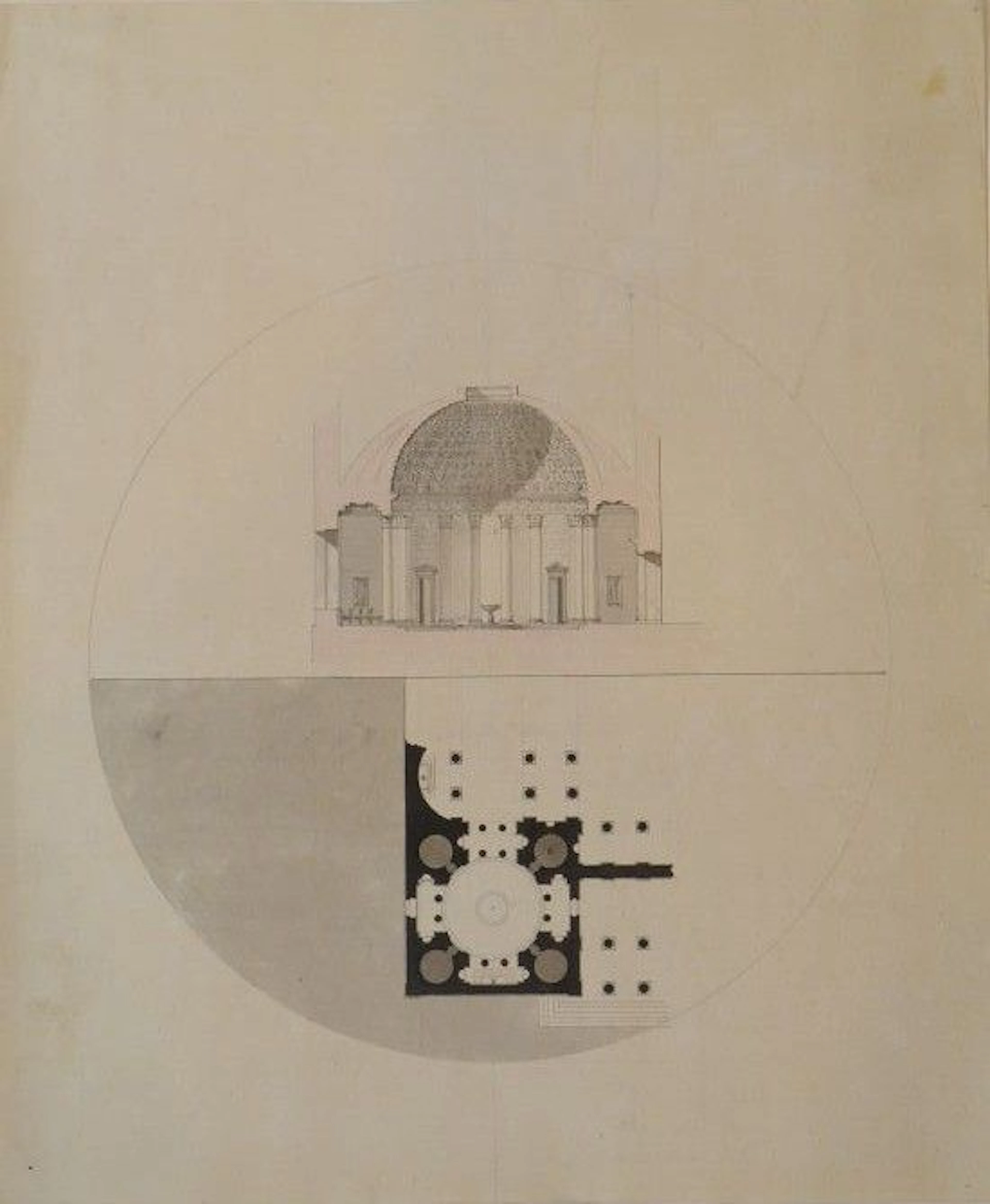 18th-century French school. Front elevation and floor plan of a chapel