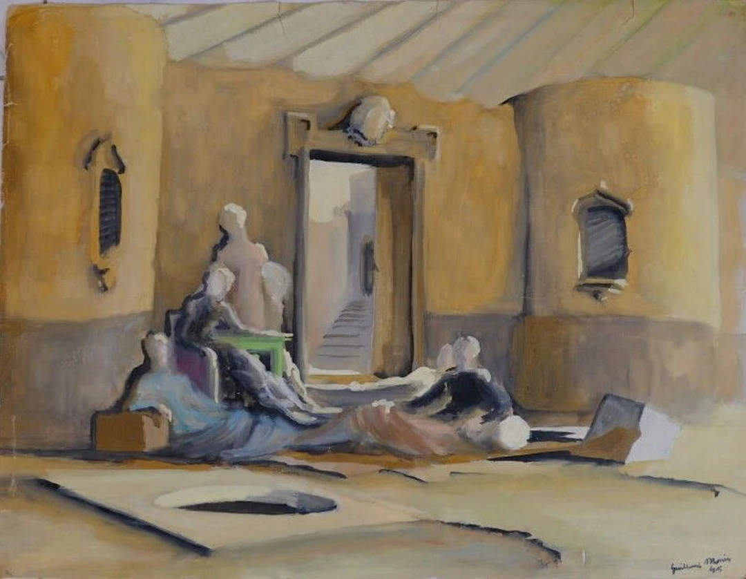 Guillaume MONIN (1908–1978) Set design, 1945. Gouache on paper. Signed