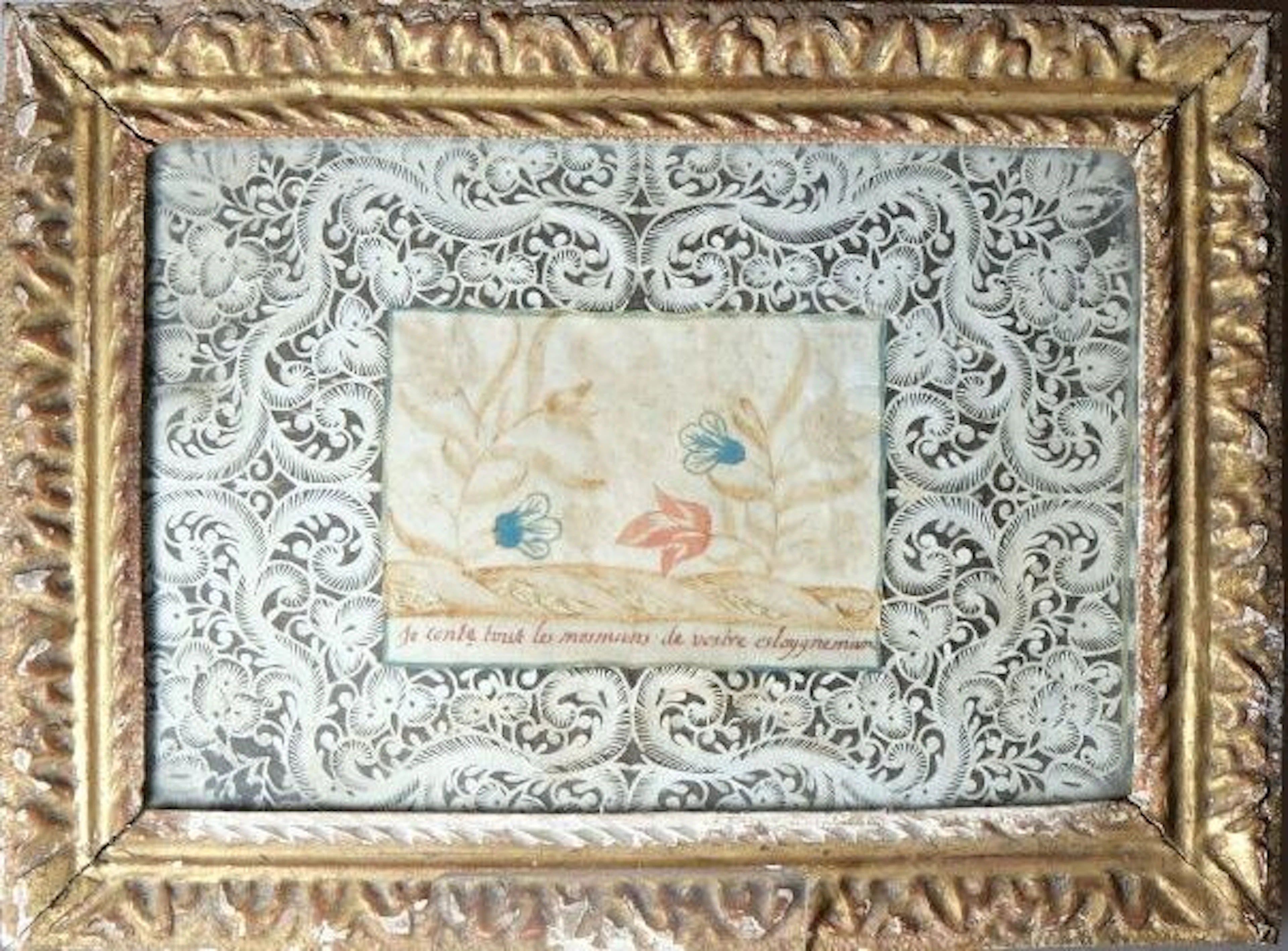 "I count every moment of your absence." A small, naive drawing of