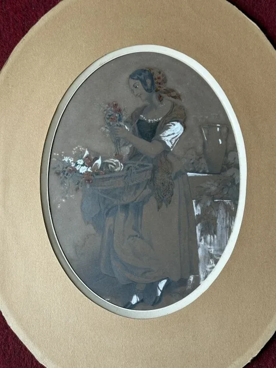 French School of Bordeaux, circa 1835. The Flower Seller. Graphite