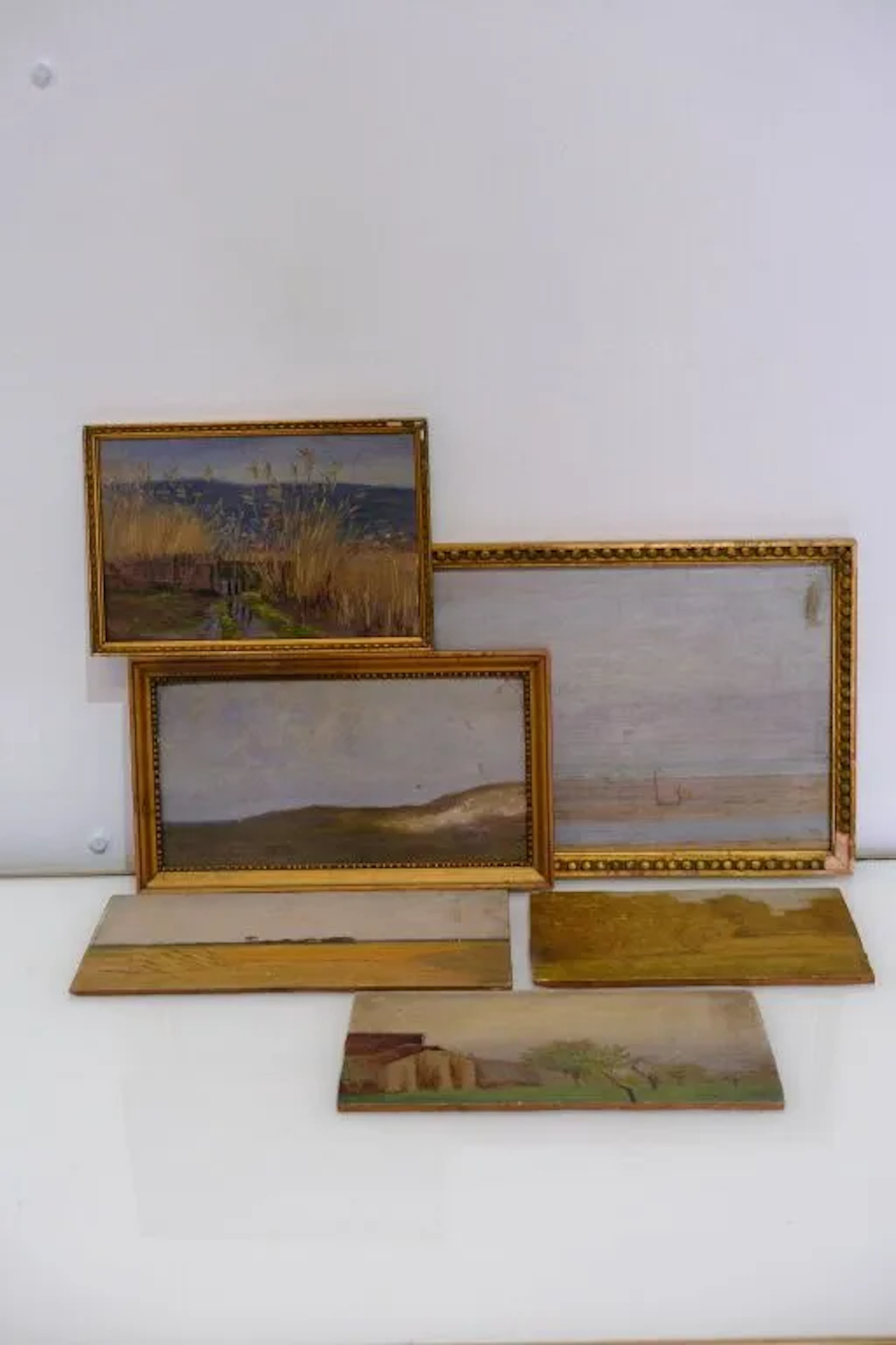 Georges HUET (1860–1935). Set of 6 works: - Low-lying Marshes at Cayeux-sur-Mer