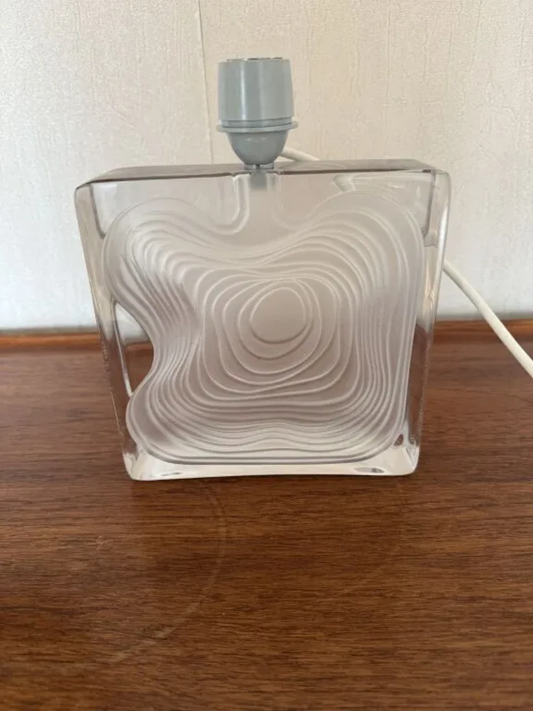 DAUM FRANCE. Crystal lamp base with wavy striations, "Lynx" model.