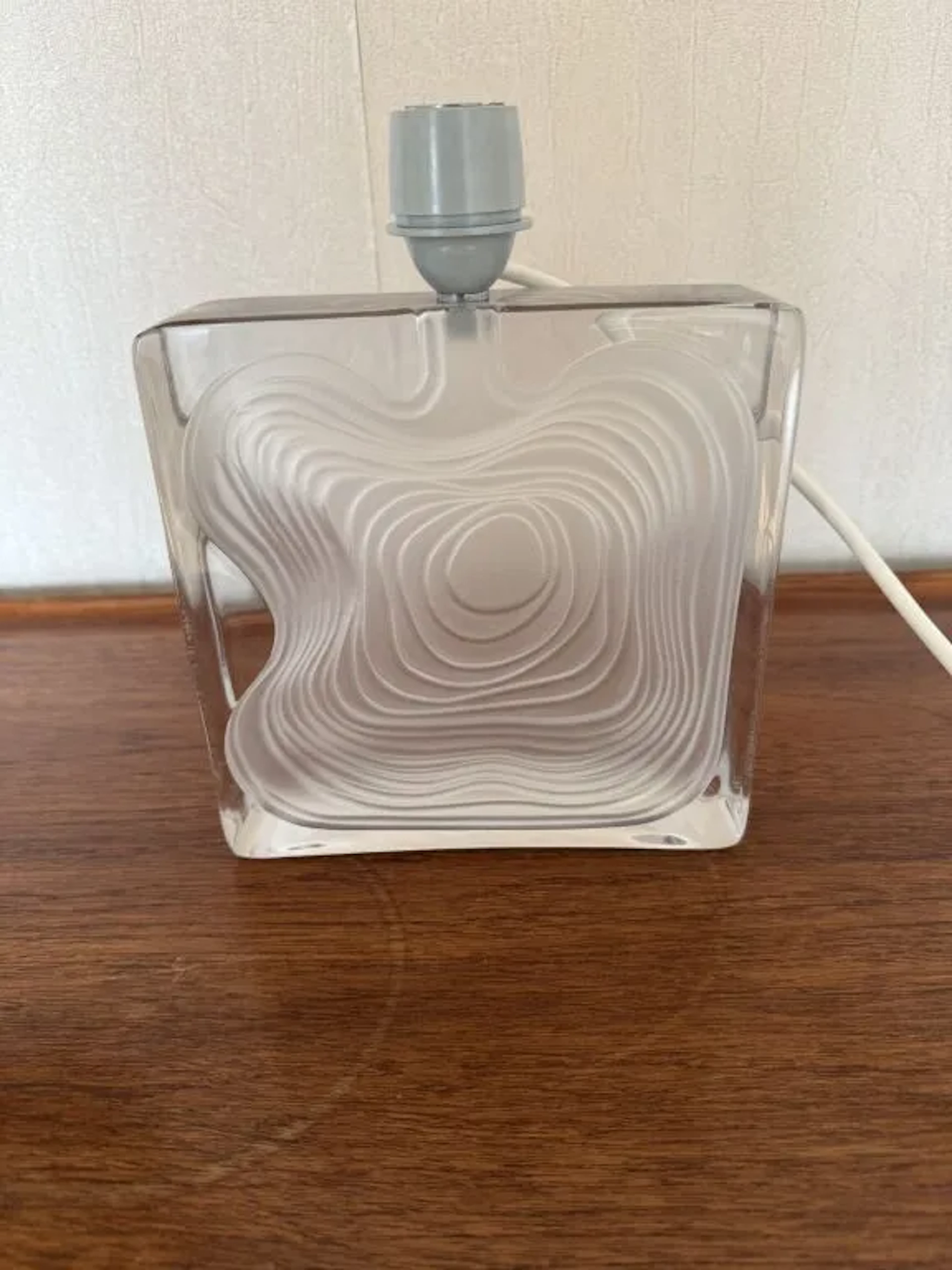 DAUM FRANCE. Crystal lamp base with wavy striations, "Lynx" model.