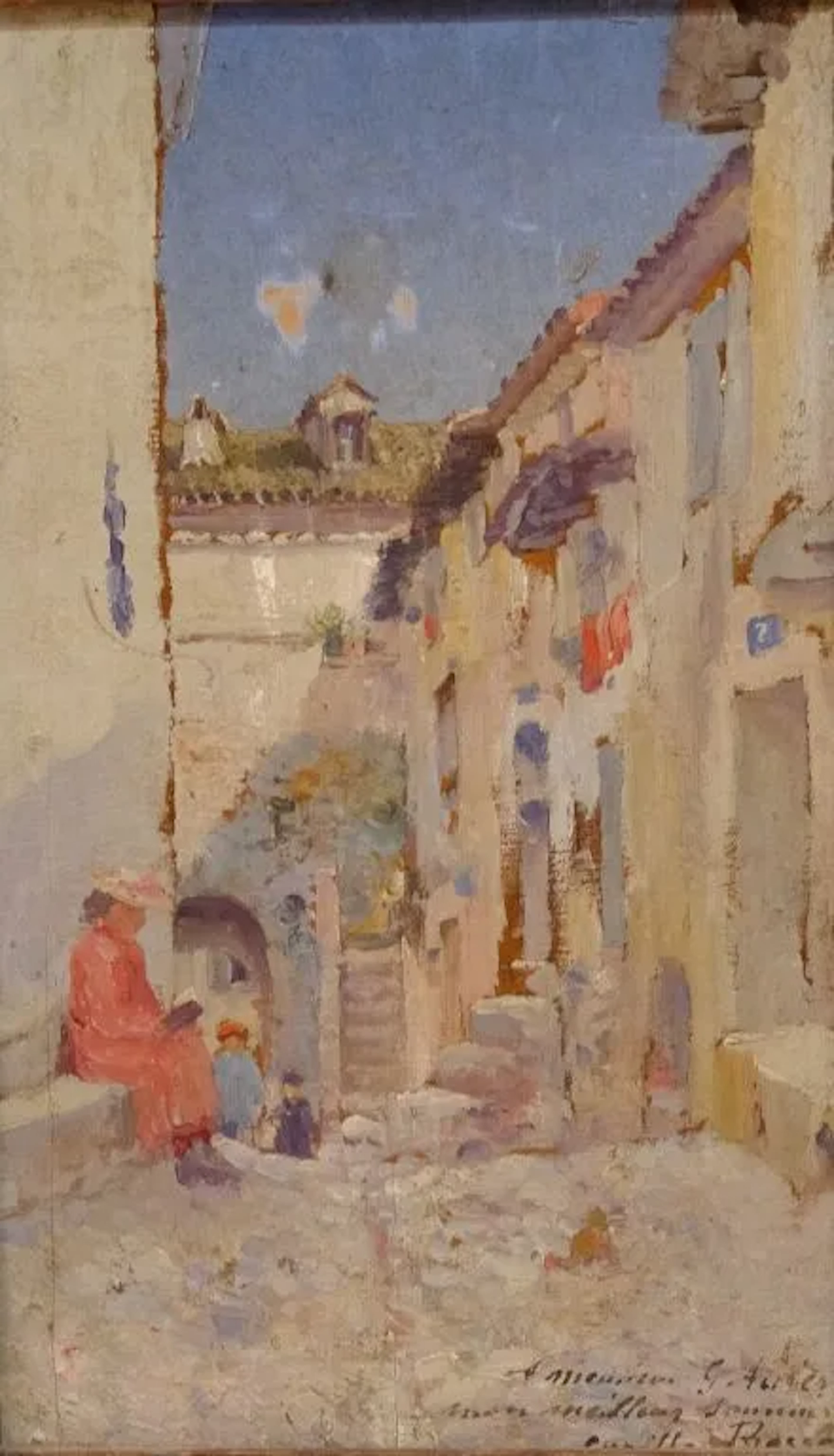 Cyrille BESSET (1861/64–1902) A bustling street in a Provençal village.