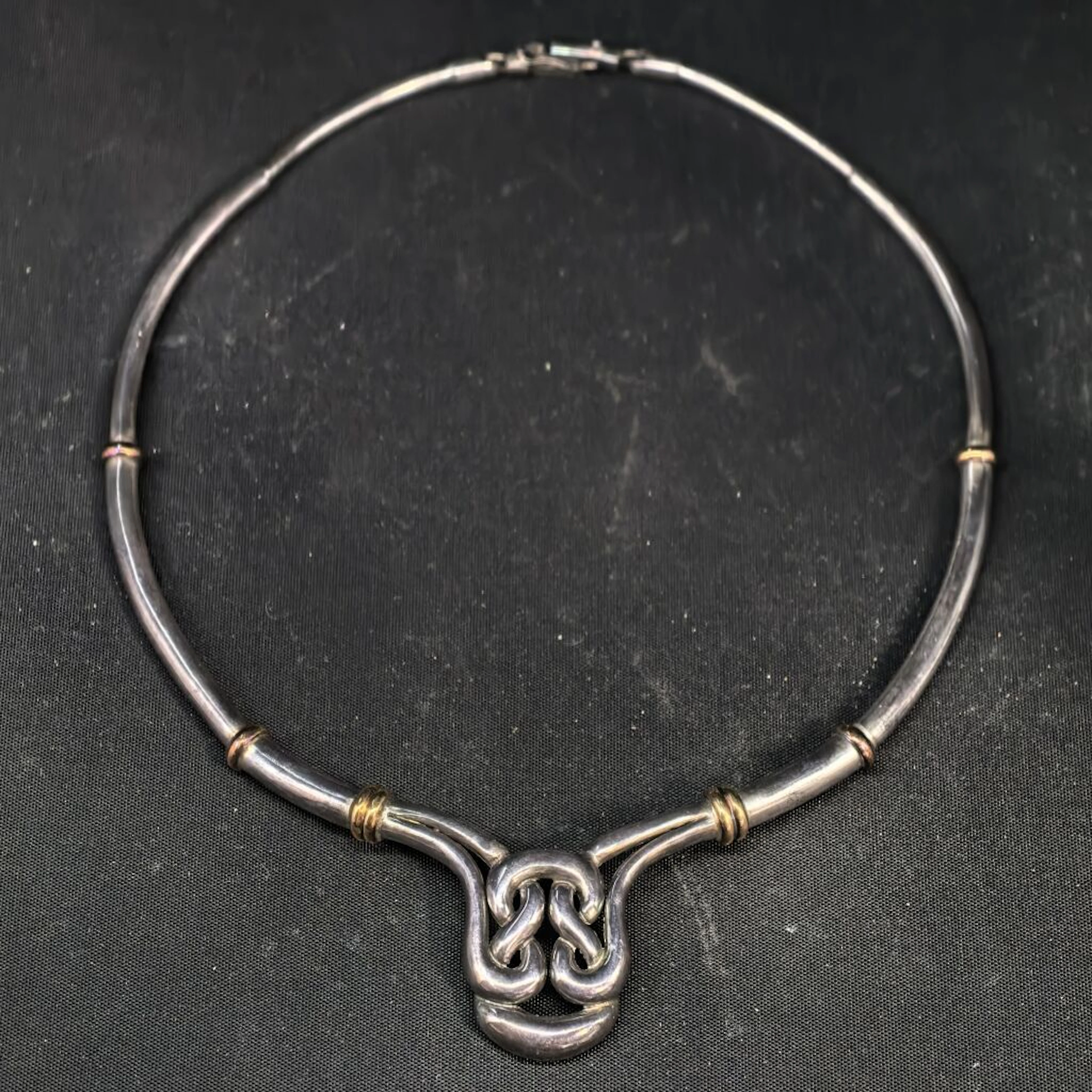 Blackened and gold-plated 800‰ silver necklace (double chain) composed