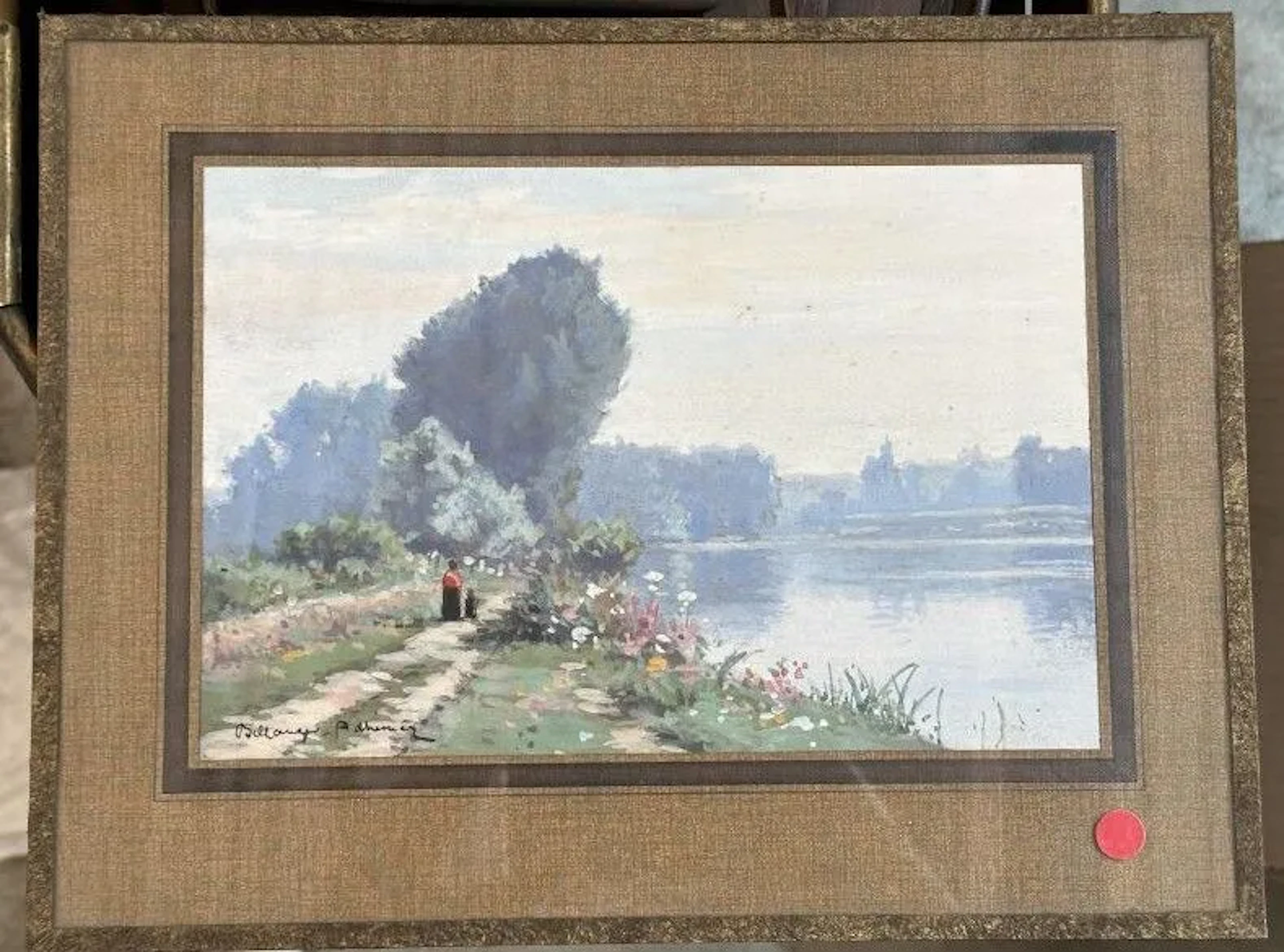 Paul BELLANGER-ADHÉMAR (1868–1948). A Walk Along the River. Watercolor