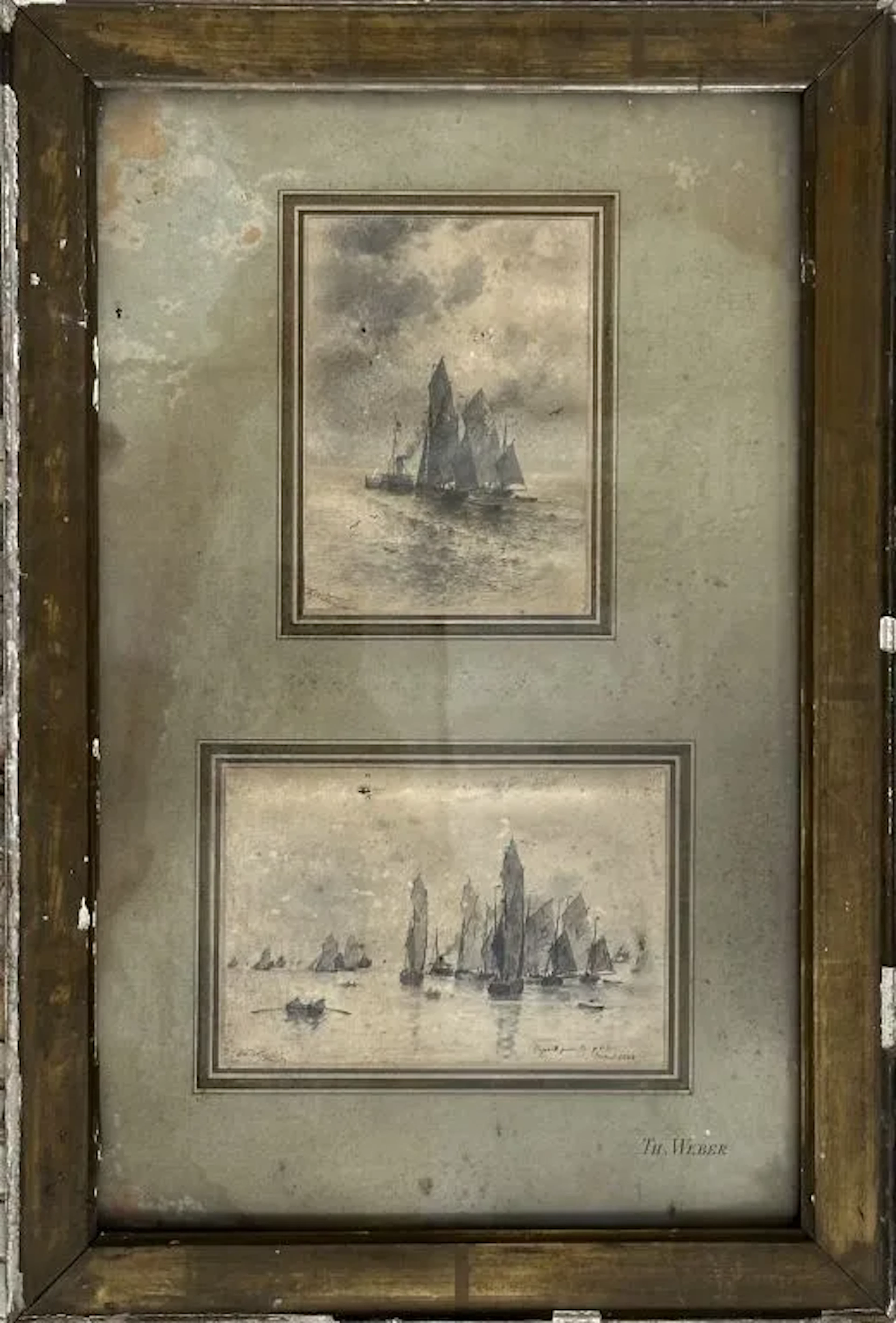 Theodor Alexander WEBER (1838–1907). Seascapes. Two ink and charcoal