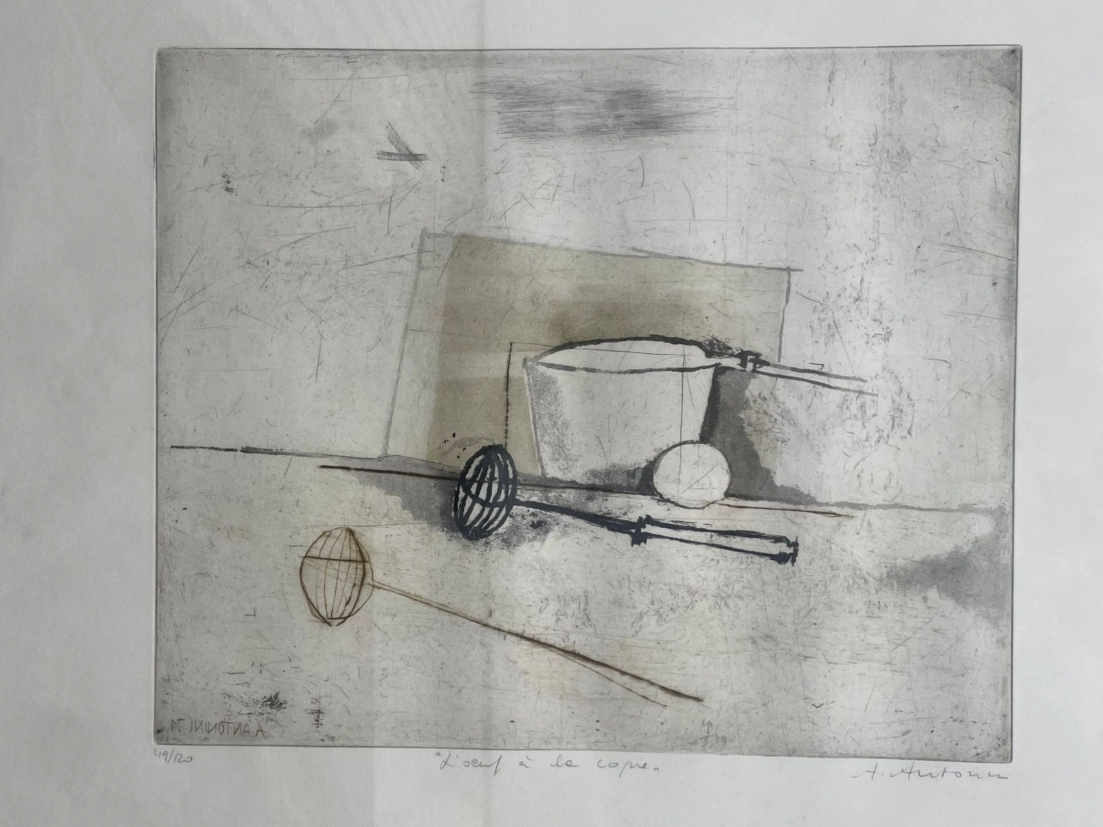 Annapia ANTONINI (born in 1942) The Soft-Boiled Egg. Color engraving.