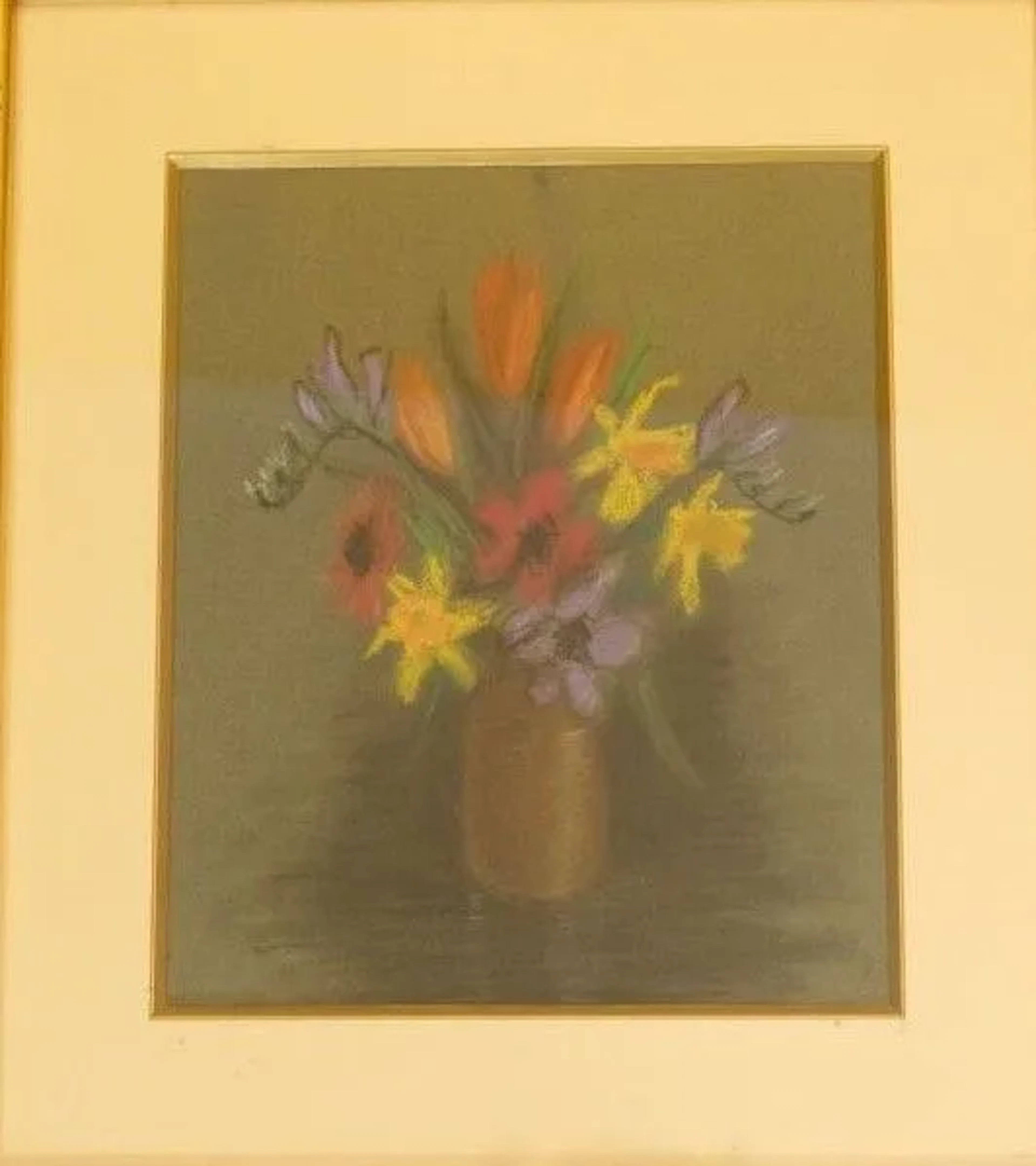 MARYEM-ROYER (1927–2014) Spring Flowers. Framed pastel. Signed in