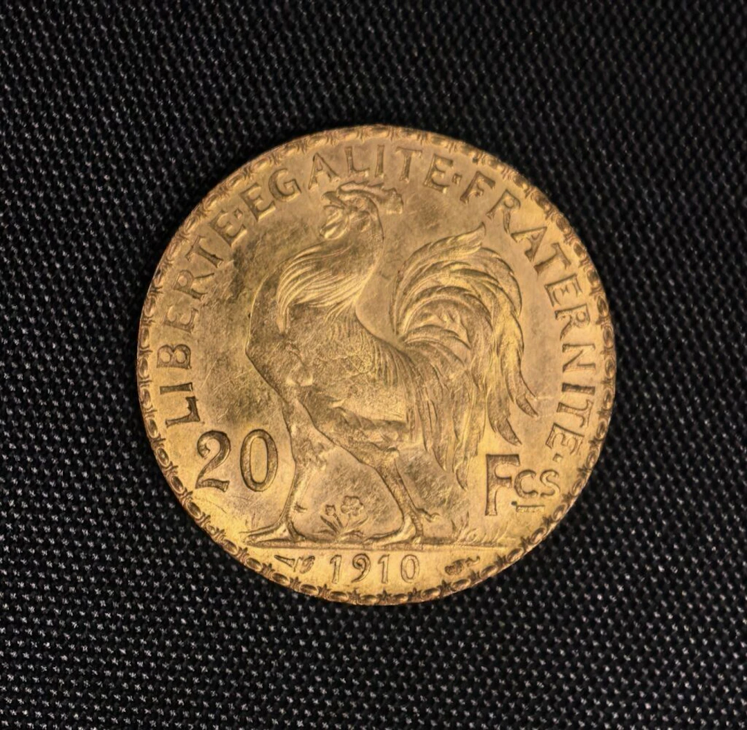 [FRANCE]. 20-FRANC "Rooster" coin, 1910, 900‰ gold. Net weight: 6.4 g.