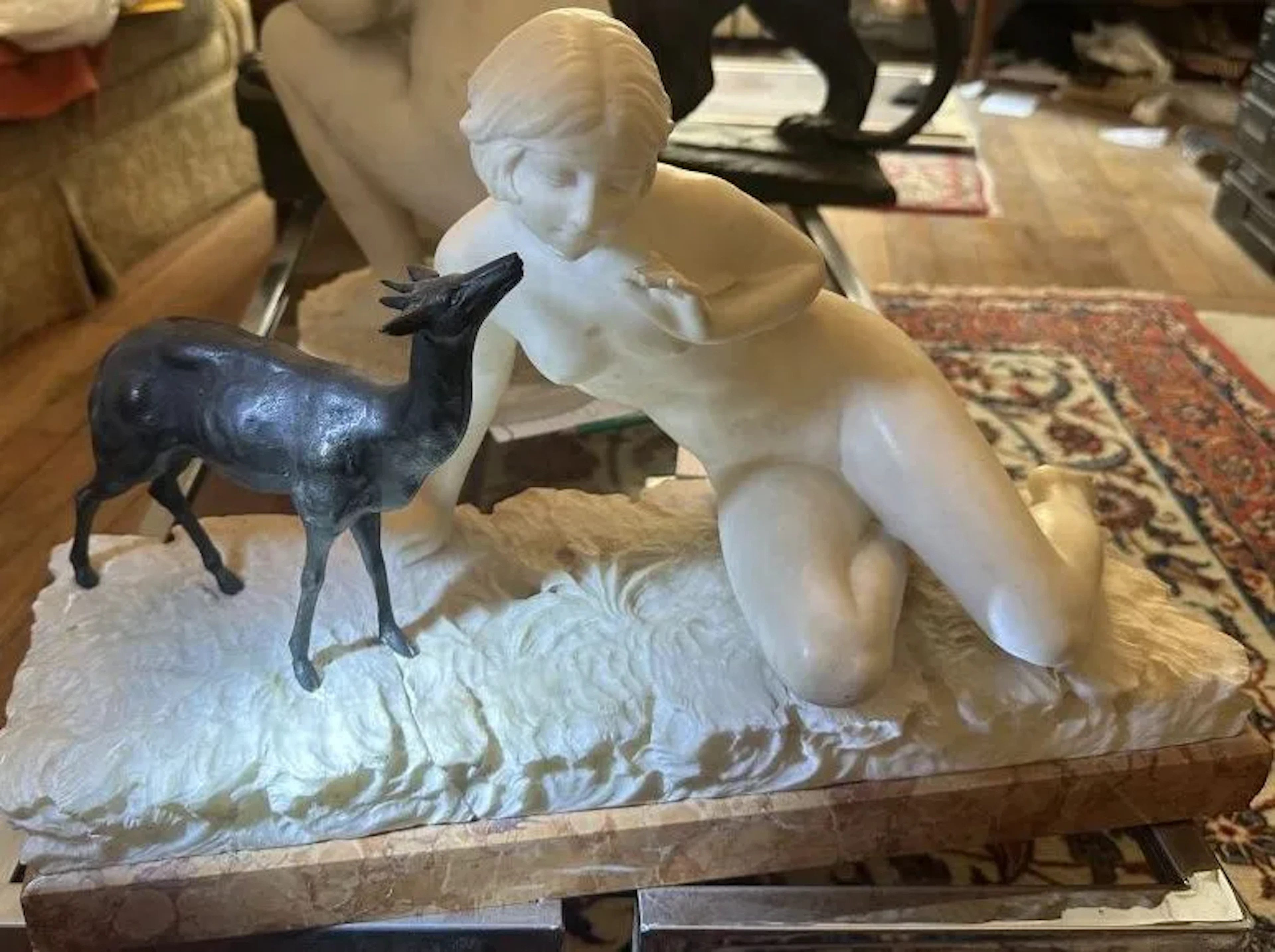 Umberto STIACCINI (19th–20th century). Nude with a Fawn. Sculpture