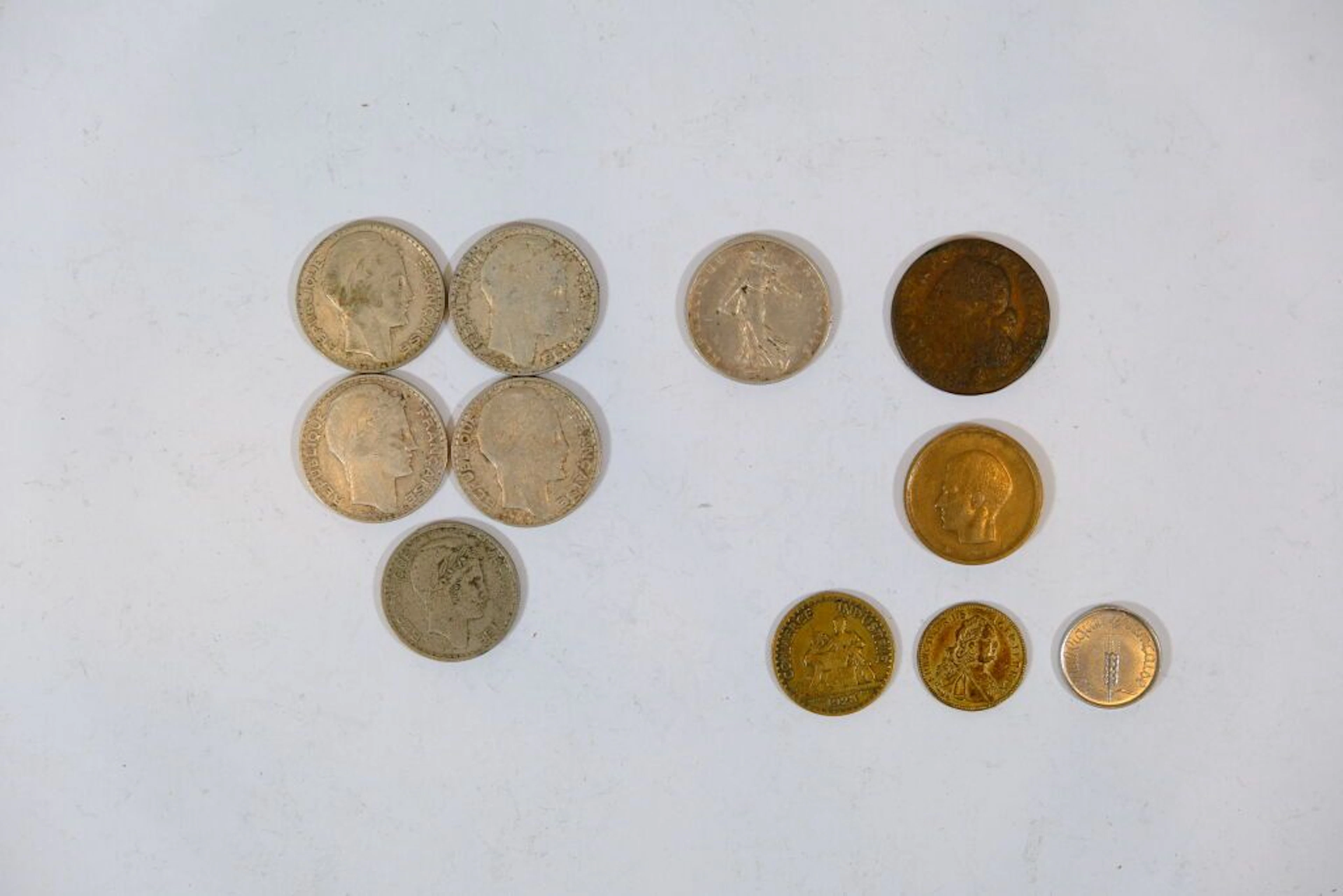 Set of coins comprising: - 4 x 10 FRANCS Turin silver coins, 680/1000: