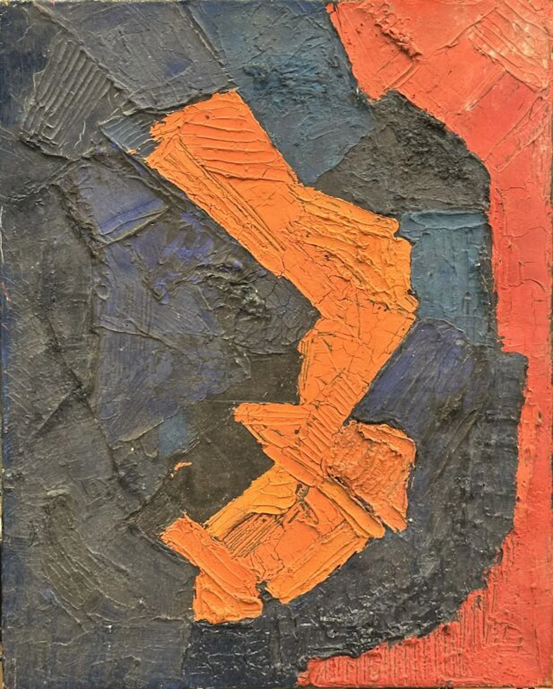 NAIVE ART 20th Century - Abstraction. Blue and Red Abstraction. Mixed