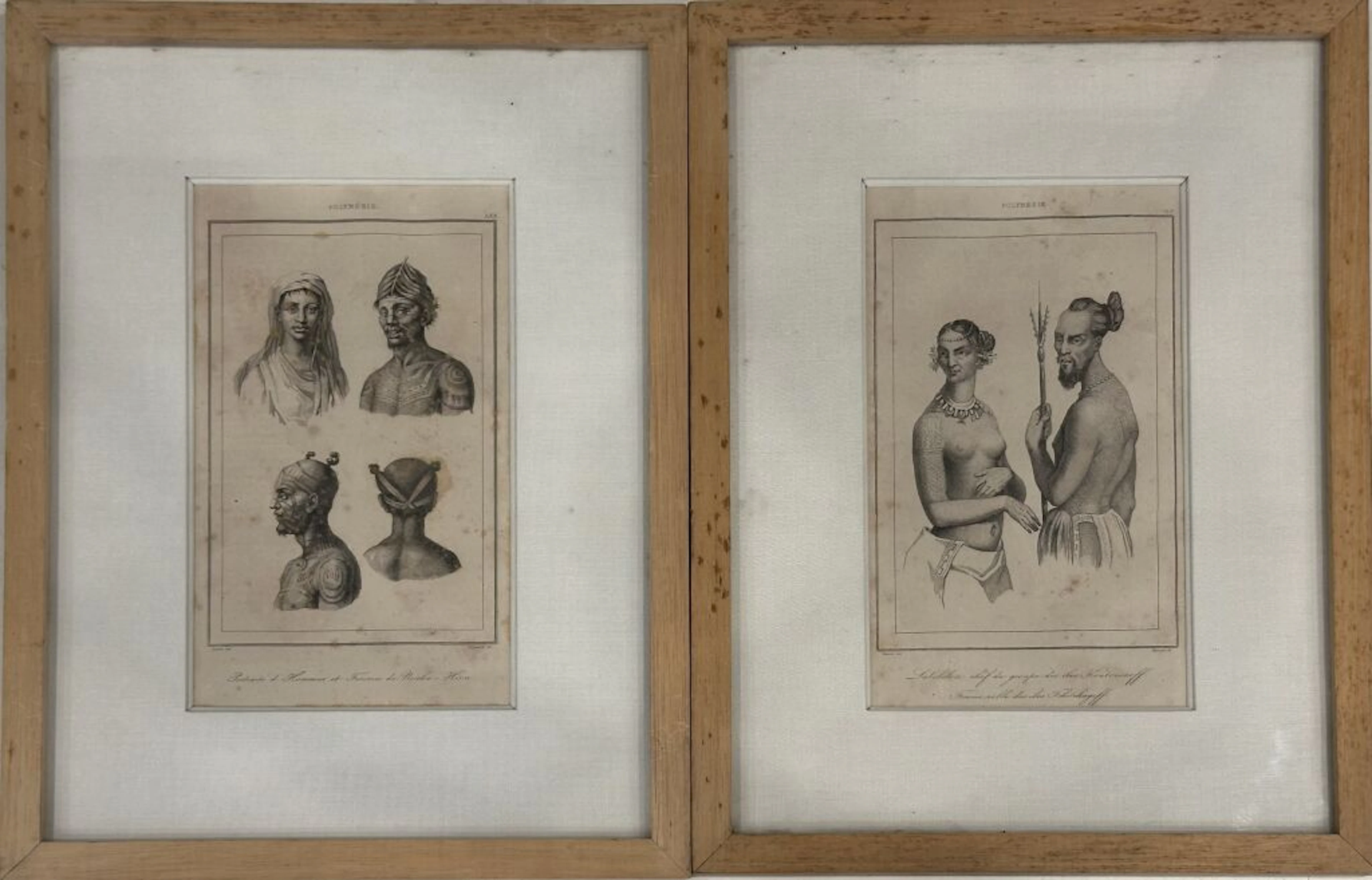 POLYNESIA. Set of 4 plates depicting portraits: - Women of Nouka-Hiva;