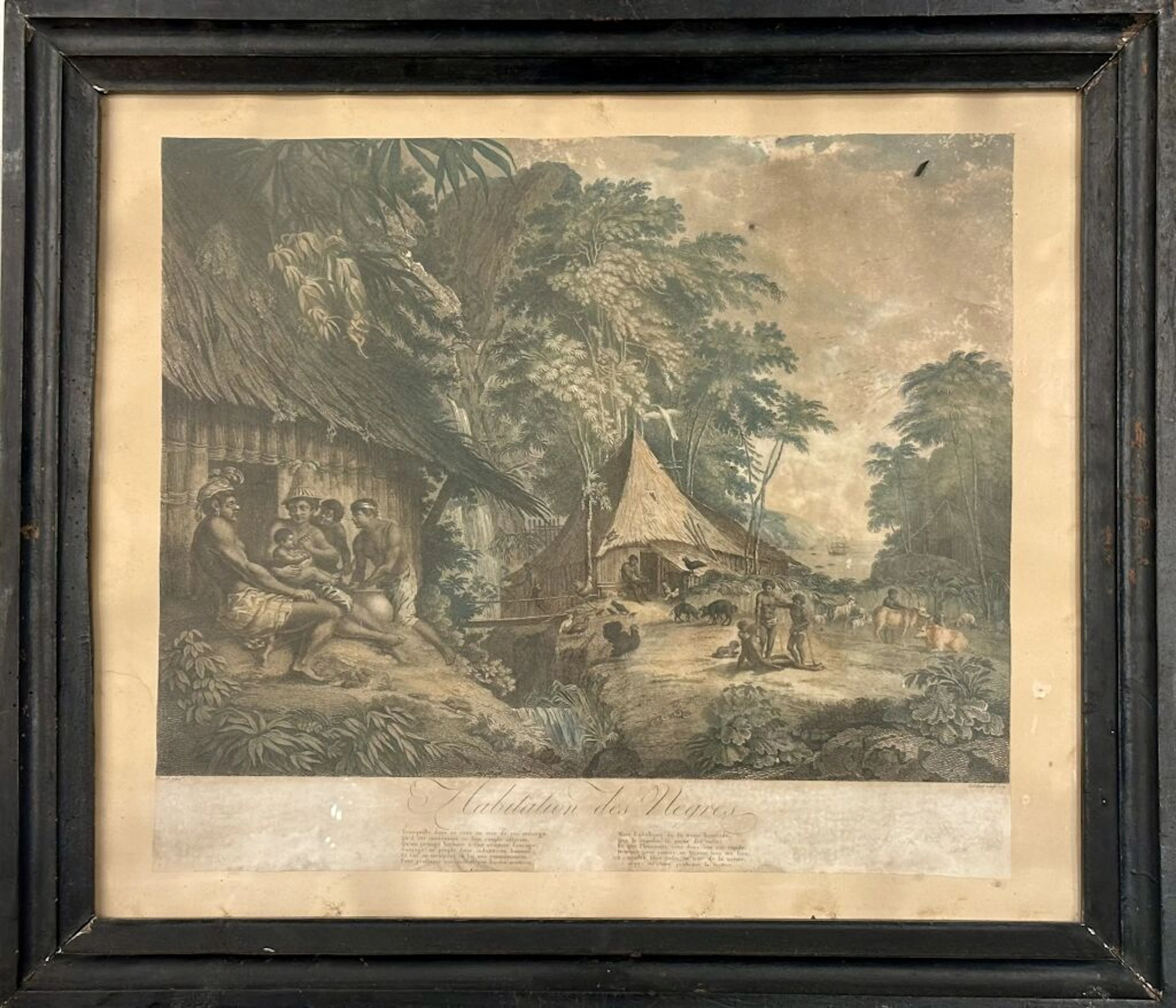 Housing of the Negroes. Based on a drawing by Freret Pinx, engraved