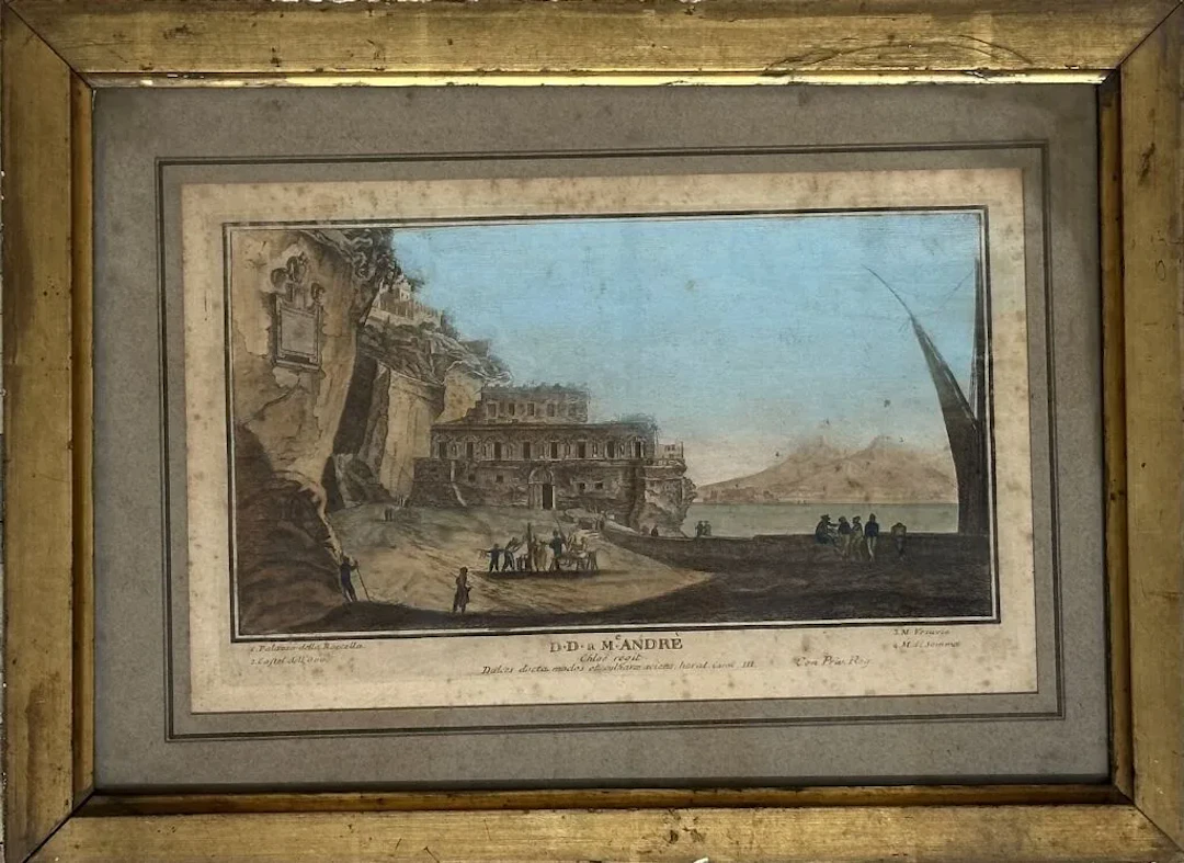Palazzo della Roccella, after Giuseppe Bracci, color engraving by