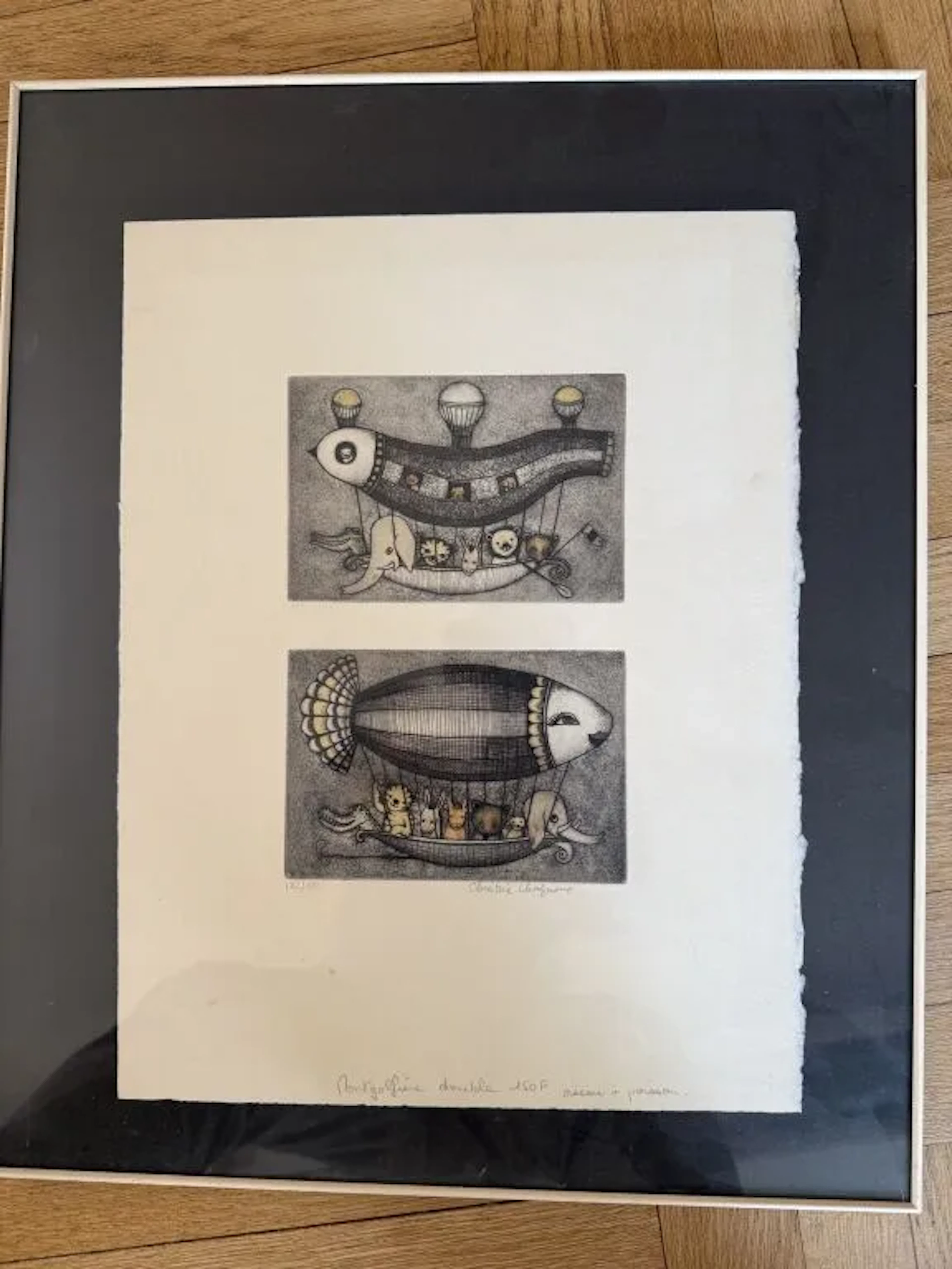Christine CHANIOUX (1937–2020). Set of four color engravings. - Double