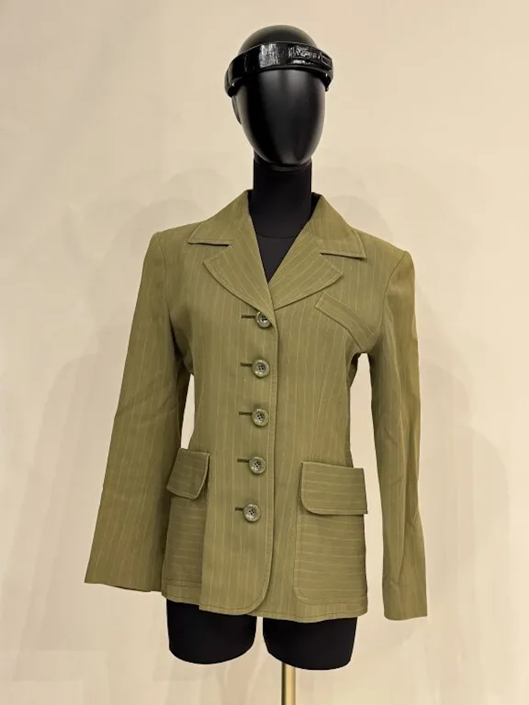 CHRISTIAN LACROIX, Paris (Made in France) - Couture. Olive-green wool