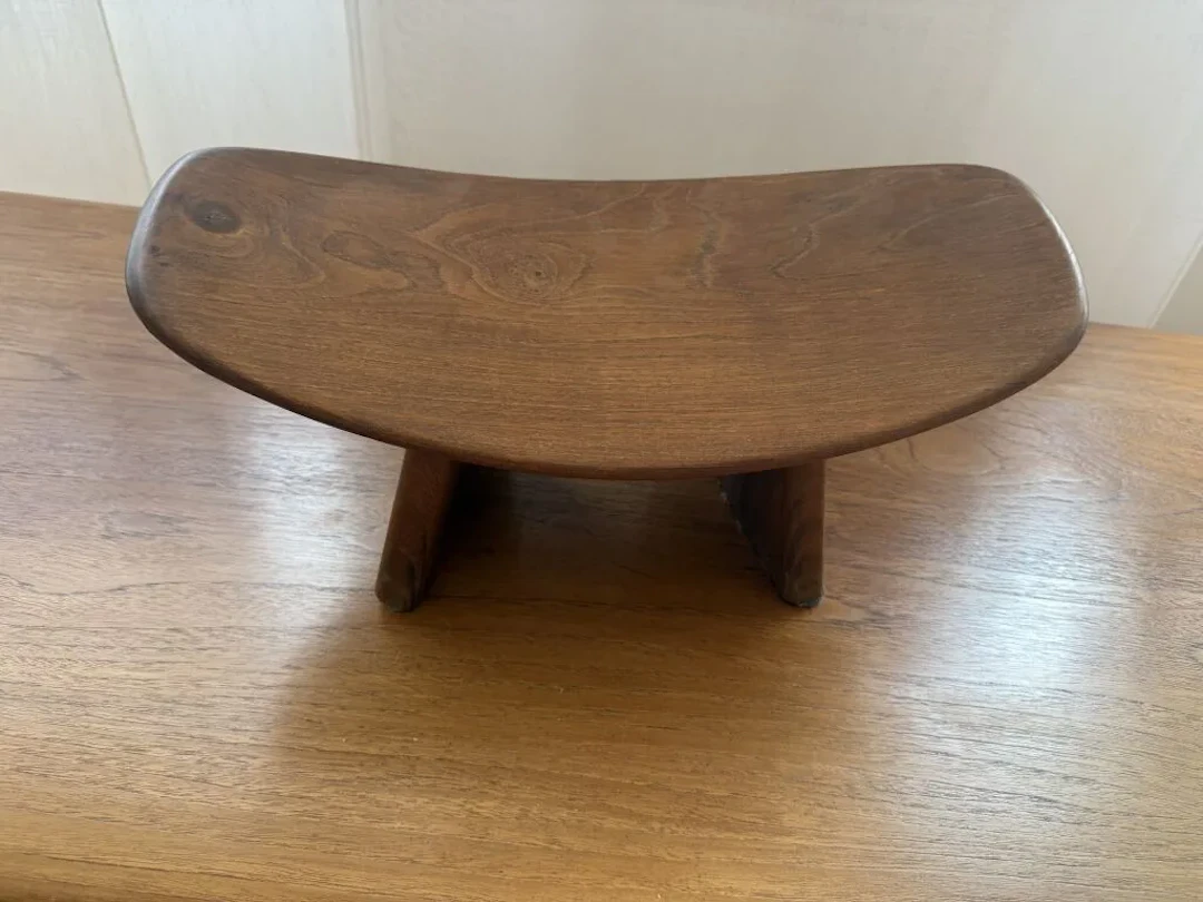Alain GAUBERT. Shoggi meditation stool made of natural wood. Slightly