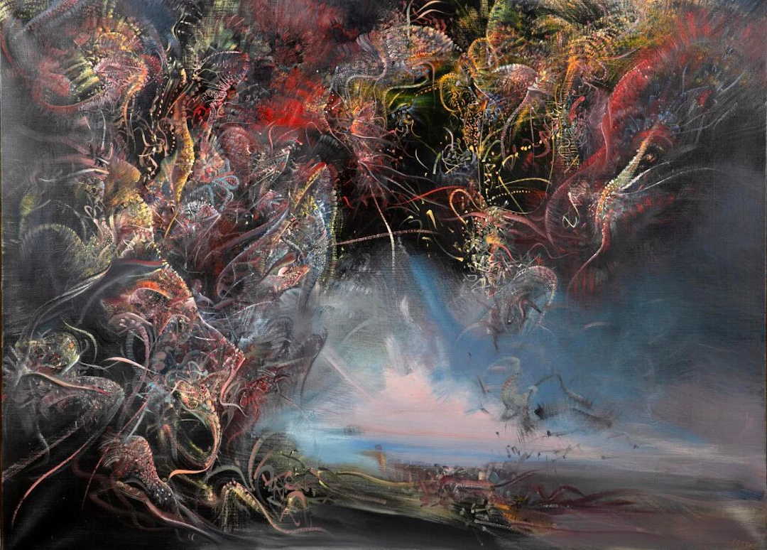 Marc JANSON (1930–2022). Theater of Flames. Oil on canvas. Signed
