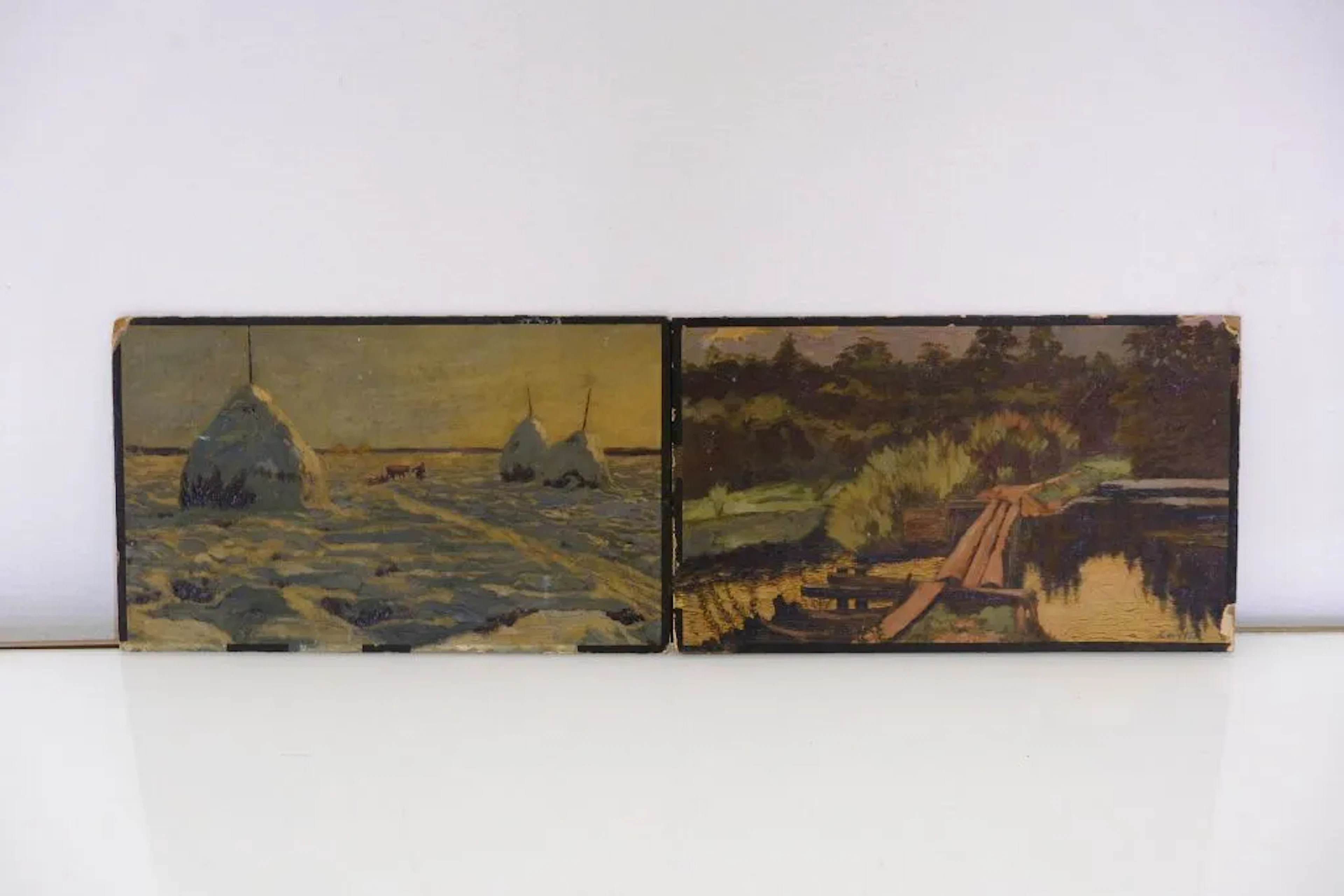 Early 20th-century French school. Landscape with Haystacks in Winter