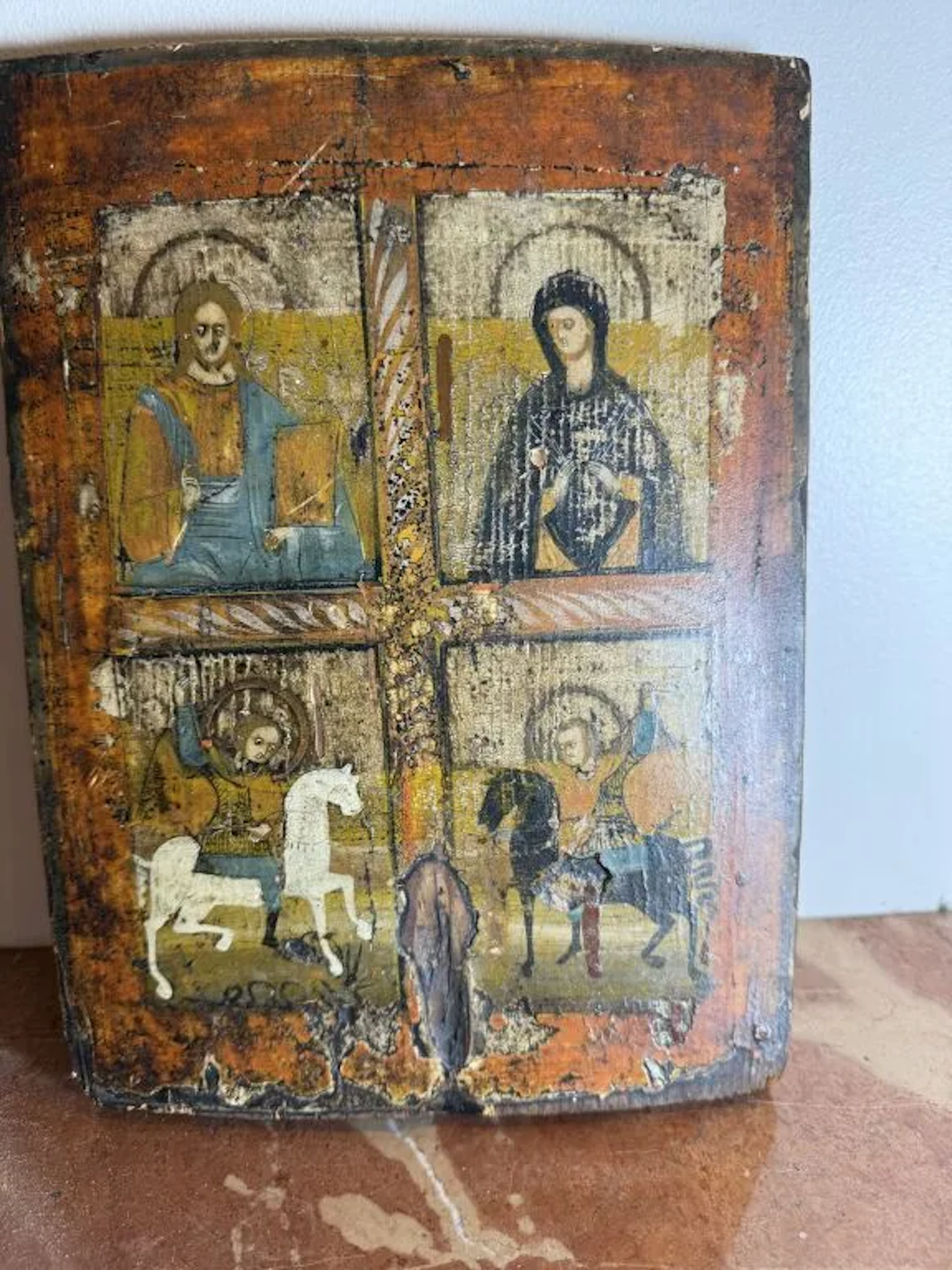 19th-century Russian school. Christ, the Virgin Mary, and Saint George