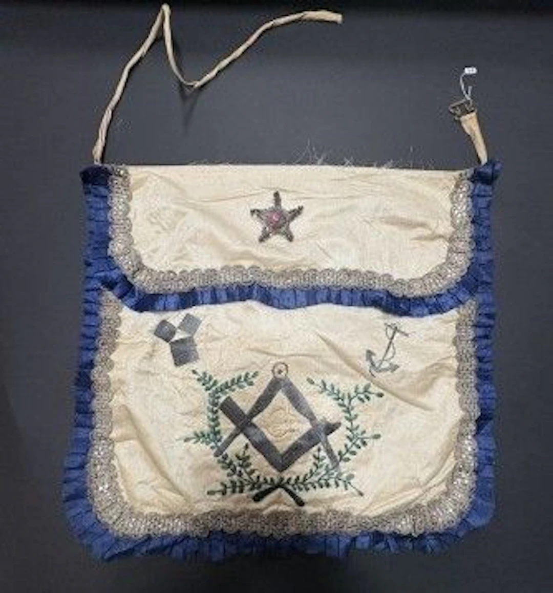Masonic Master's apron, likely from the British Navy, made of ivory