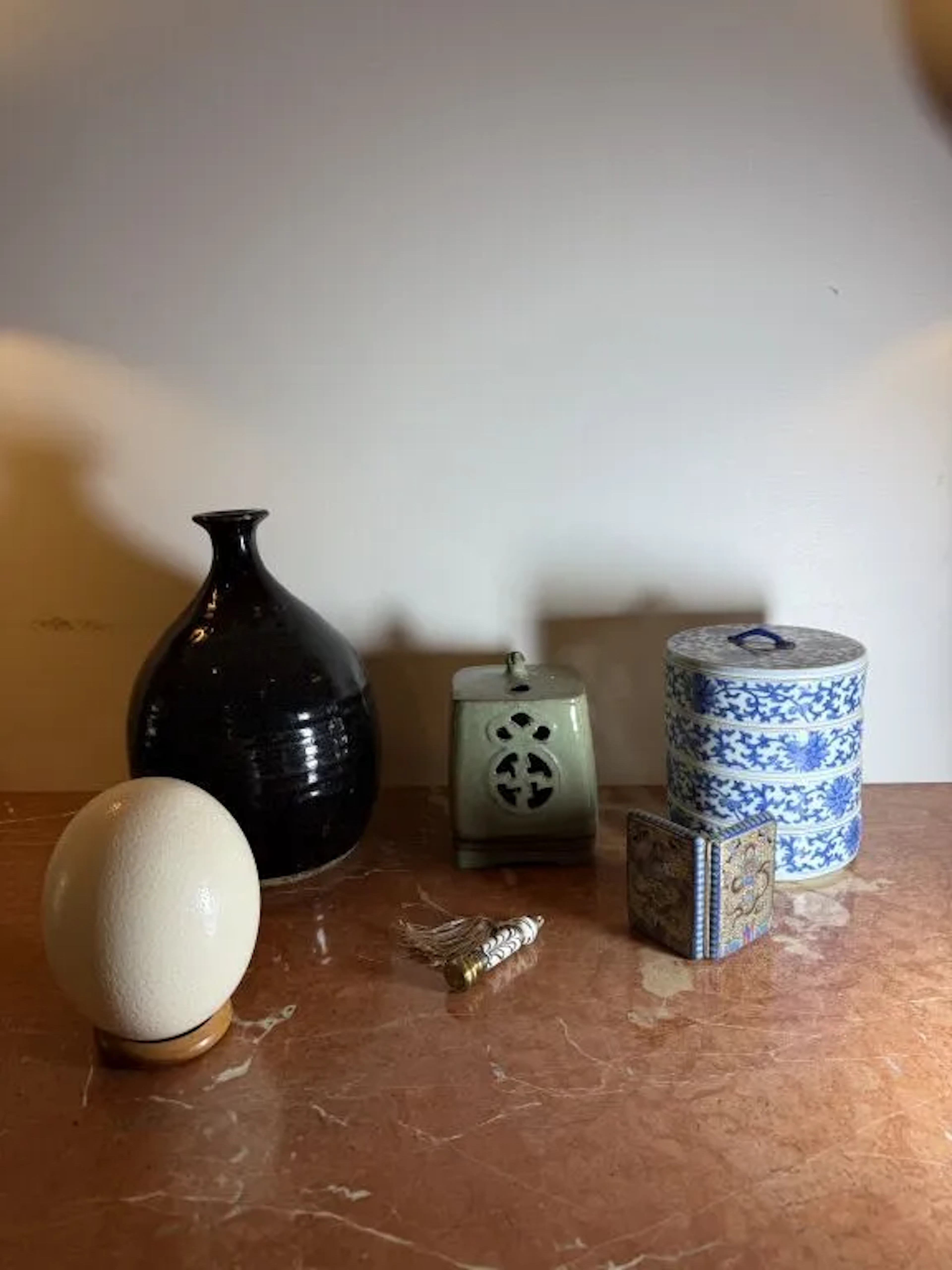 A small collection brought back from a luxurious vacation, including: