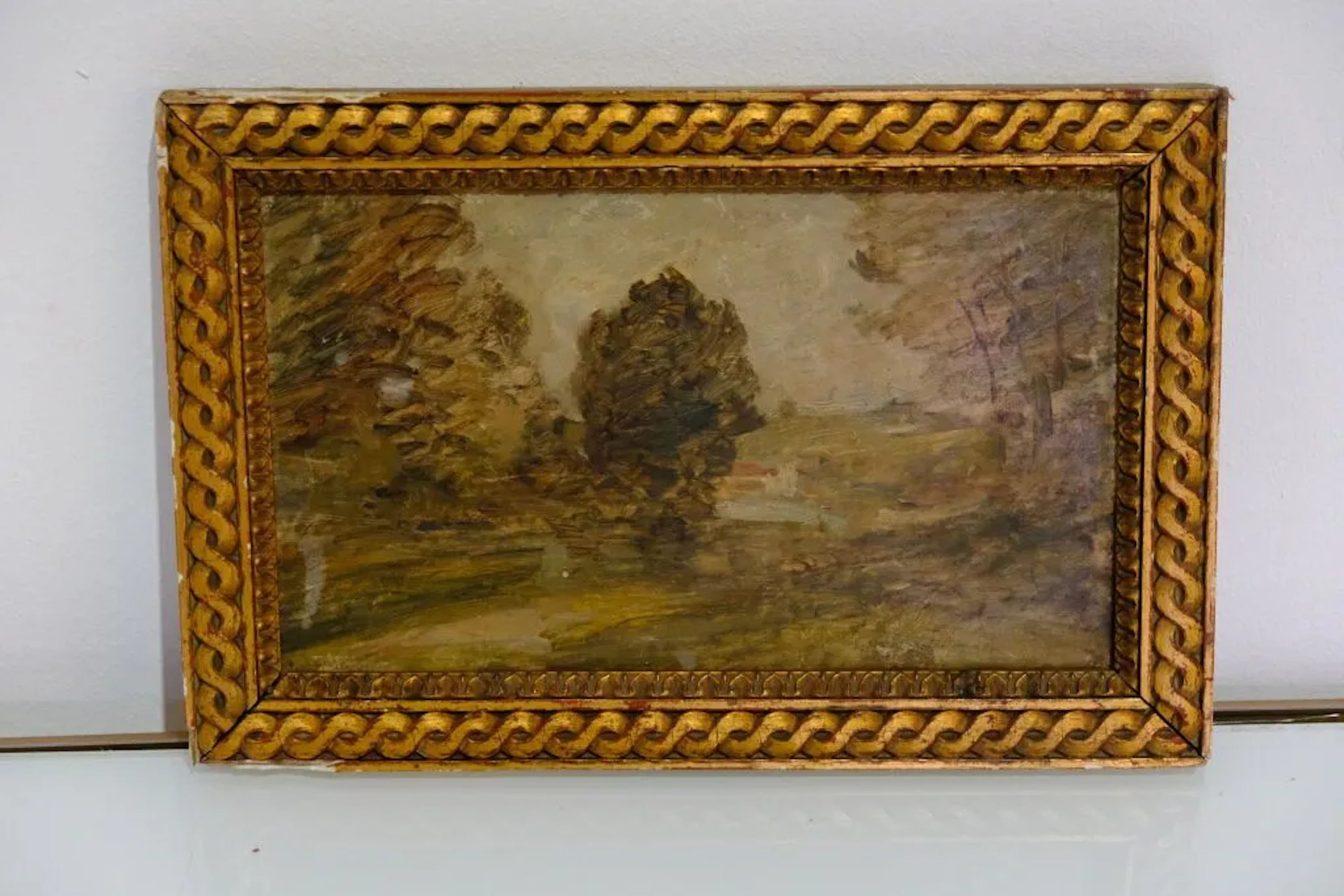 Early 20th-century French school. Landscape. Oil on panel. Trace of