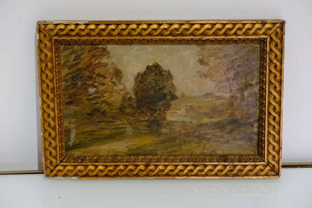 Early 20th-century French school. Landscape. Oil on panel. Trace of