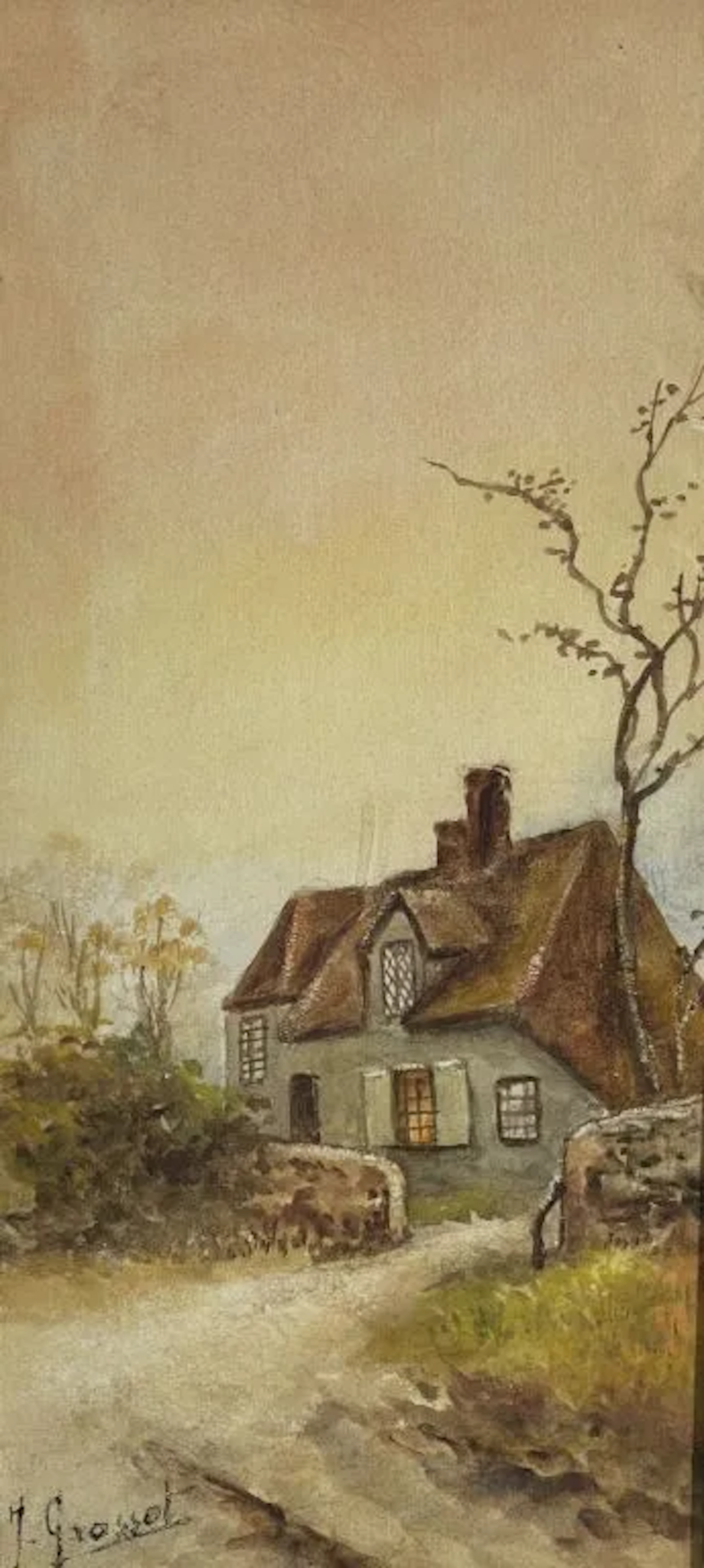 J. GRASSET. Pair of rural landscapes. Two watercolors. One signed