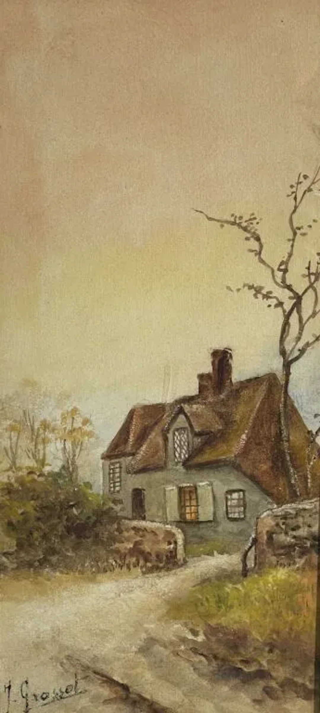 J. GRASSET. Pair of rural landscapes. Two watercolors. One signed