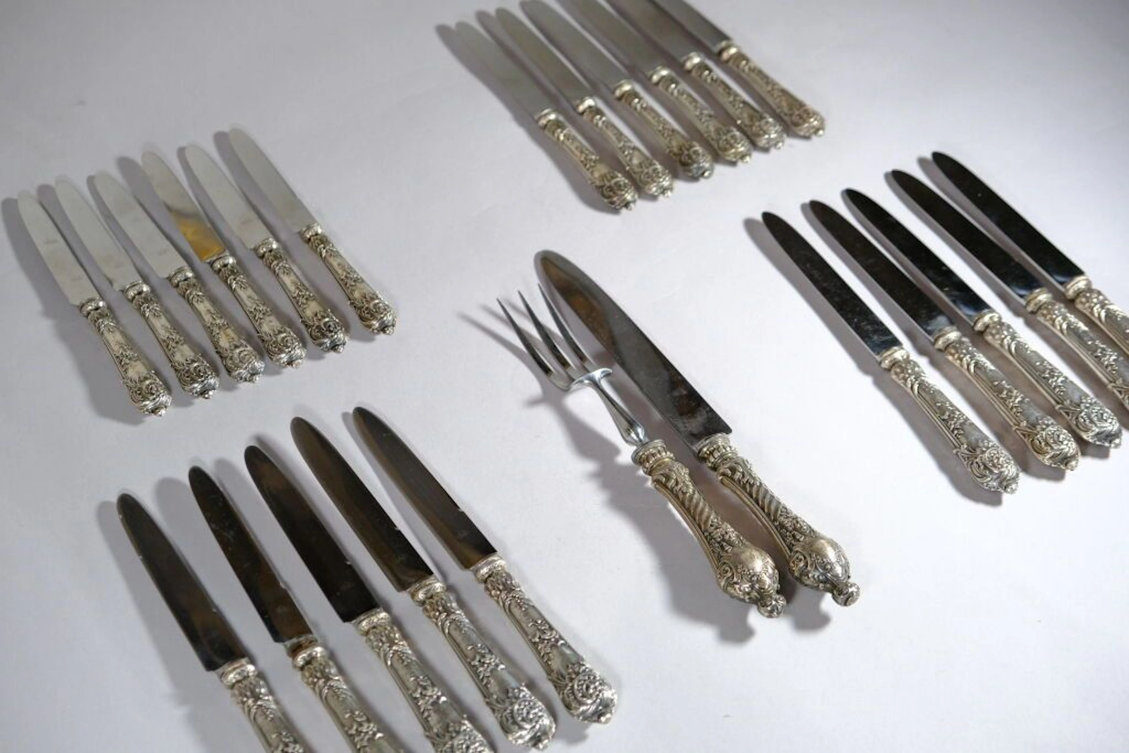 Set made of 925/1000 silver, consisting of: A table knife set with