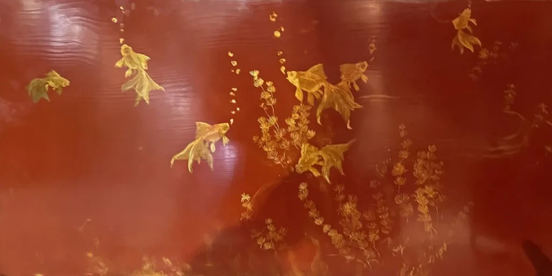 20th-century Vietnamese school. Lacquer painting depicting golden