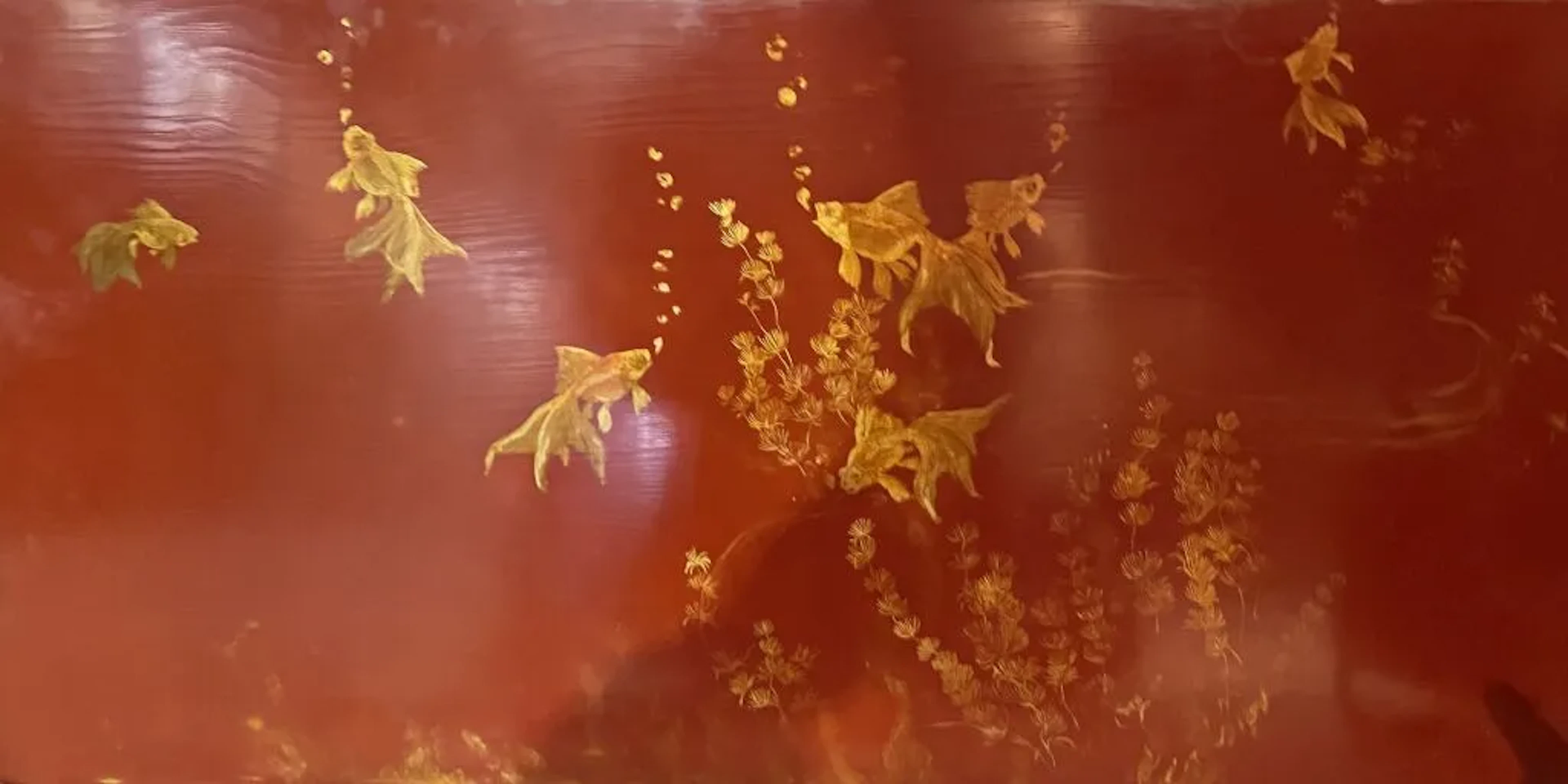 20th-century Vietnamese school. Lacquer painting depicting golden