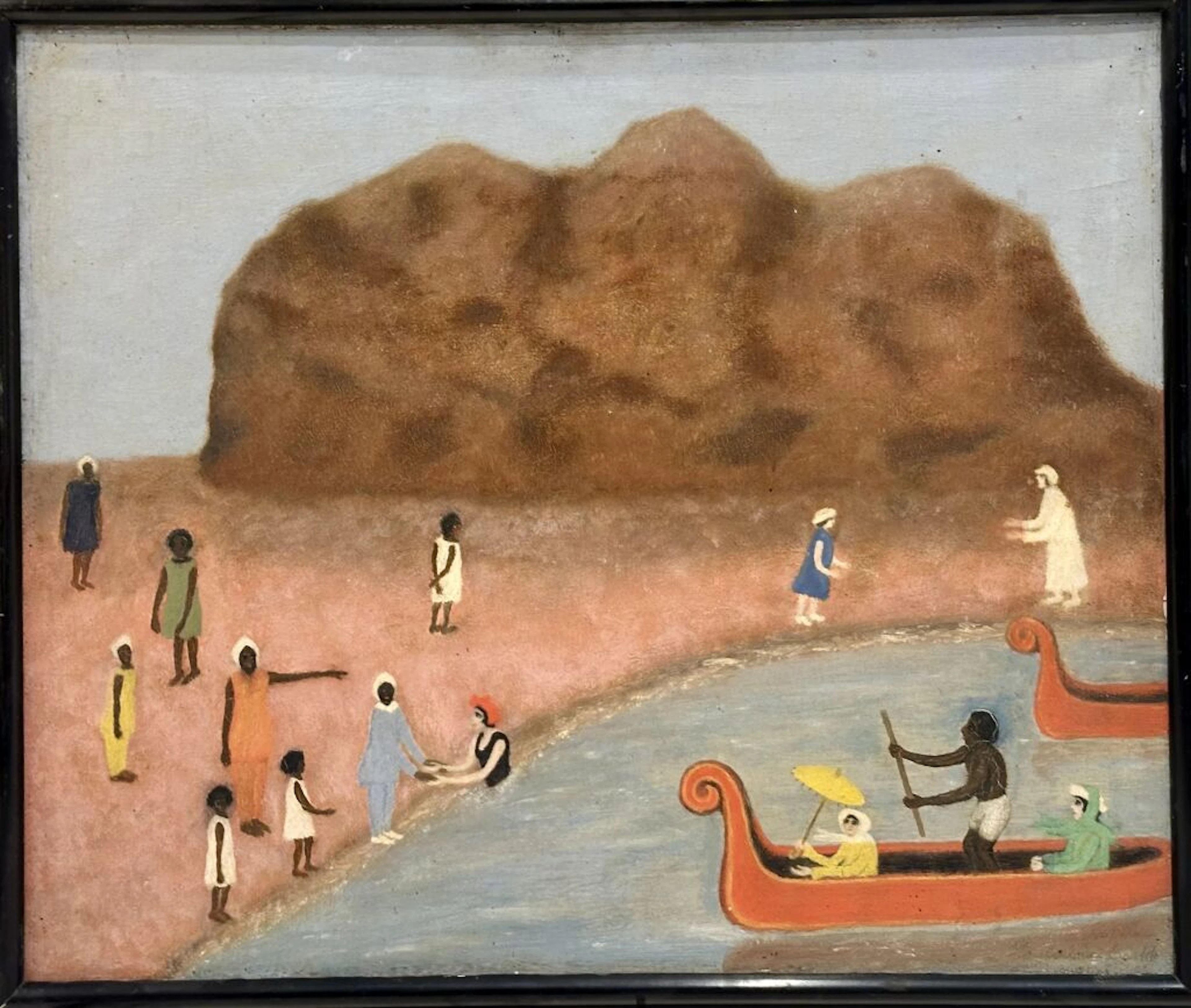 NAIVE SCHOOL - 20th century. Vision of the Orient. Oil on canvas depicting