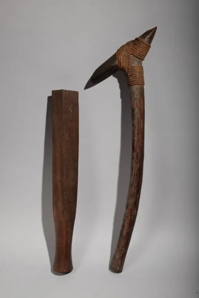 Ax with a basalt blade and fine sennet cord bindings. Polynesia, 19th