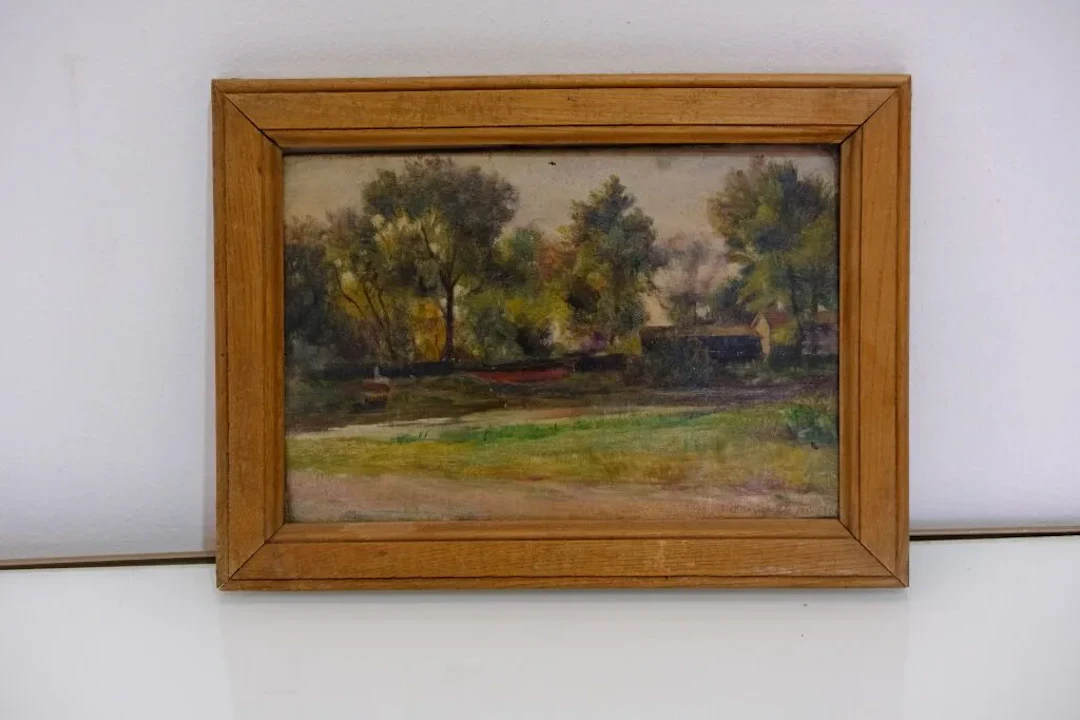 Albert BETTANNIER (1851–1932). Landscape with a Farm. Oil on panel.