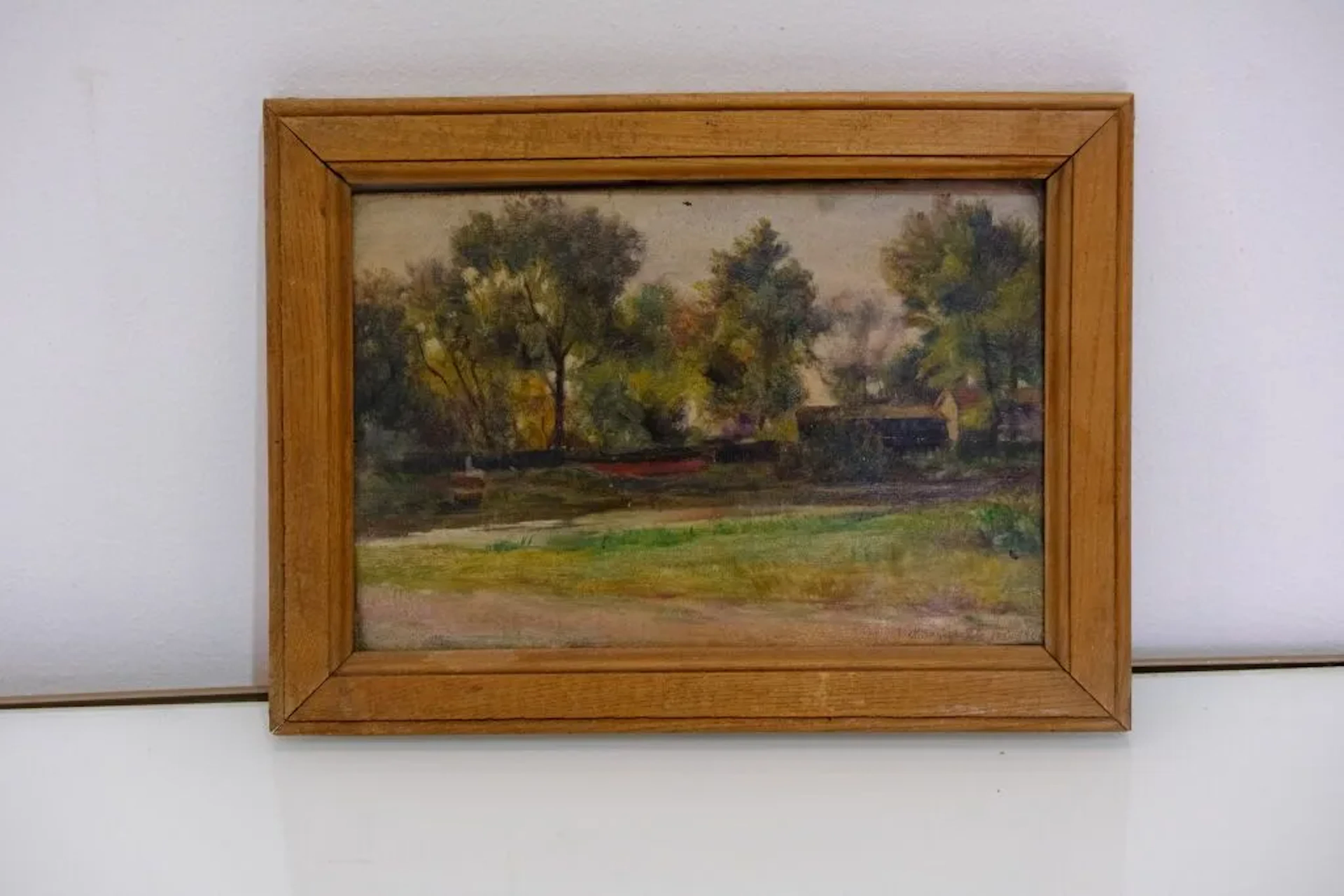 Albert BETTANNIER (1851–1932). Landscape with a Farm. Oil on panel.
