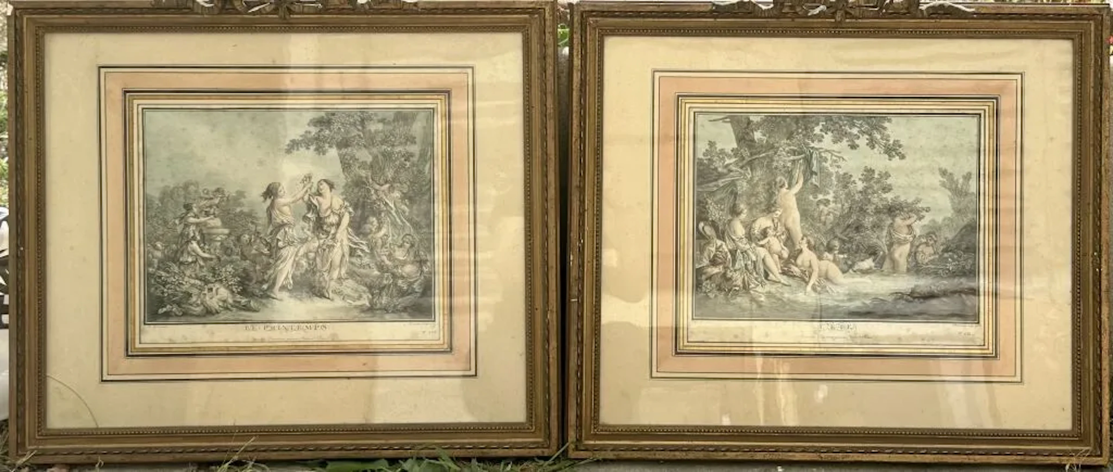 After Jean-Baptiste HUET. Summer and Spring. Color etching and aquatint