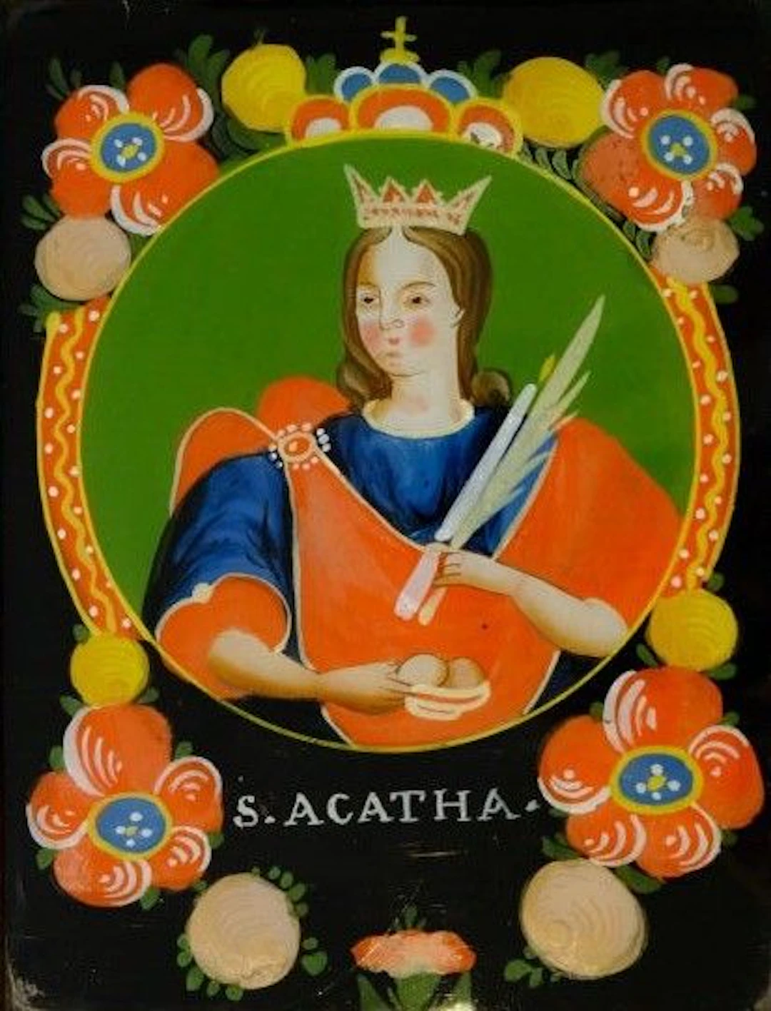 Probably Alsace, late 18th century. Portrait of Saint Agatha. Polychrome